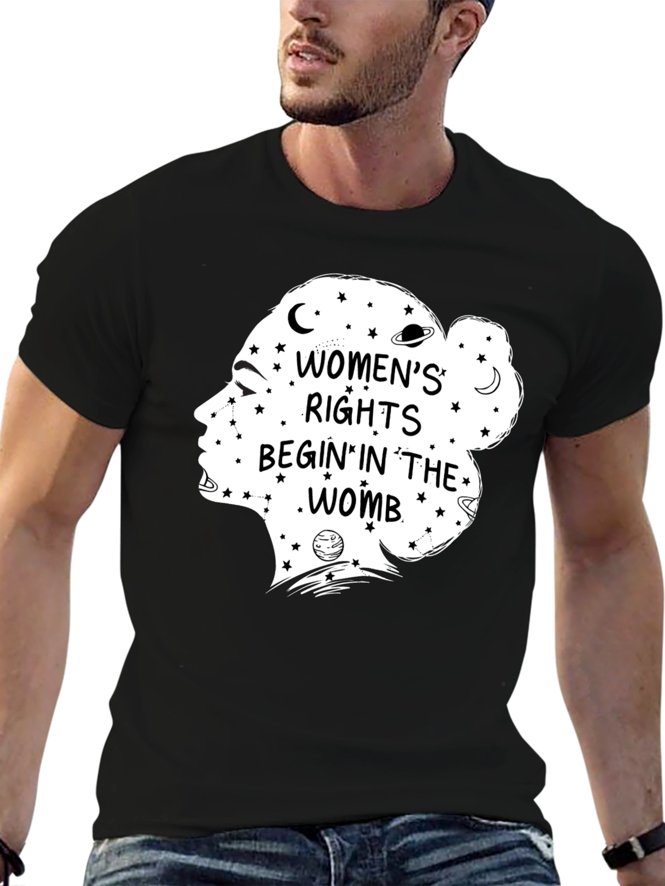 Womens Rights Begin in The Womb Black Graphic T-Shirt