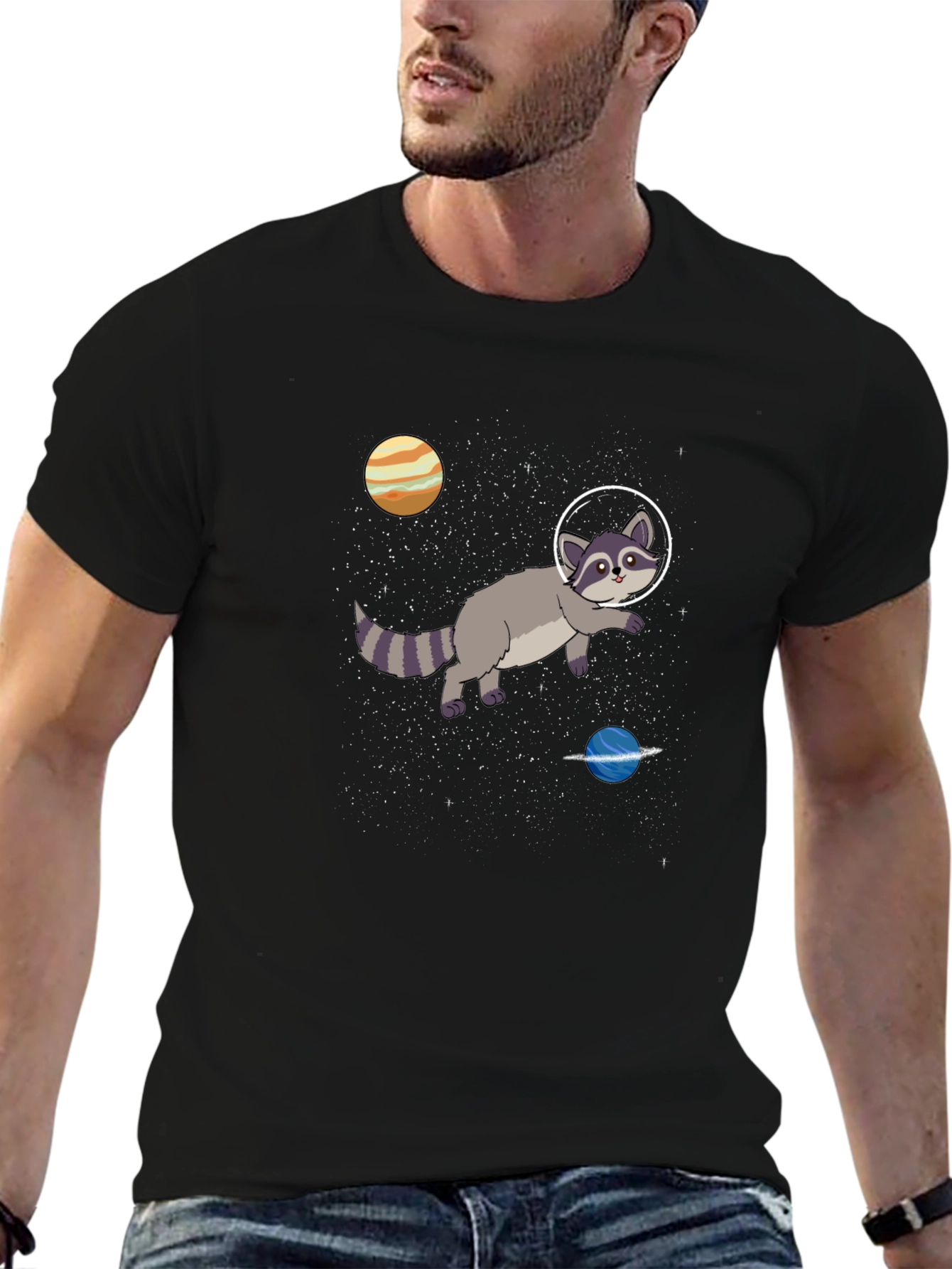 Space Raccoon Graphic T-Shirt - Cosmic Adventures