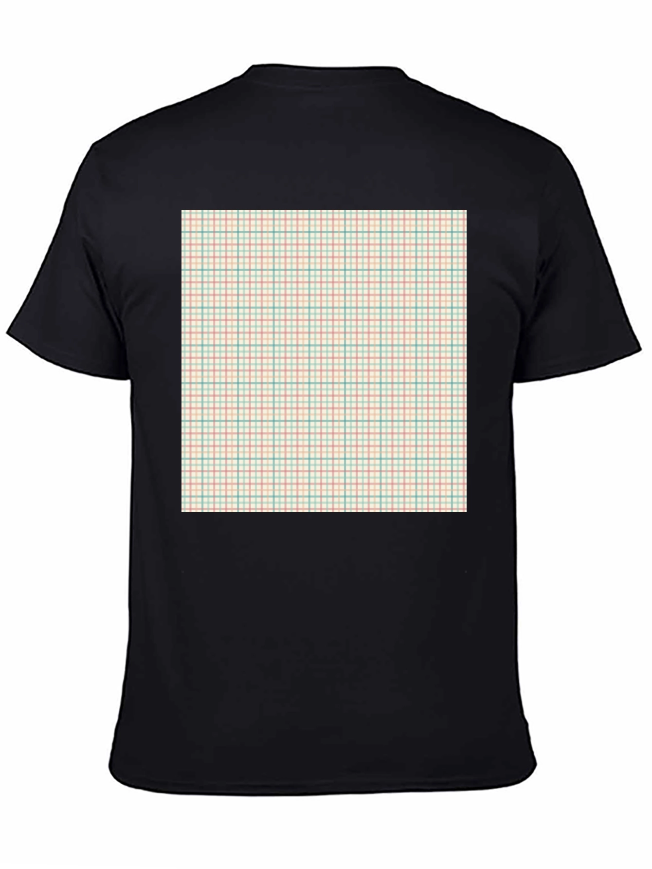 Trendy Black T-Shirt with Plaid Design