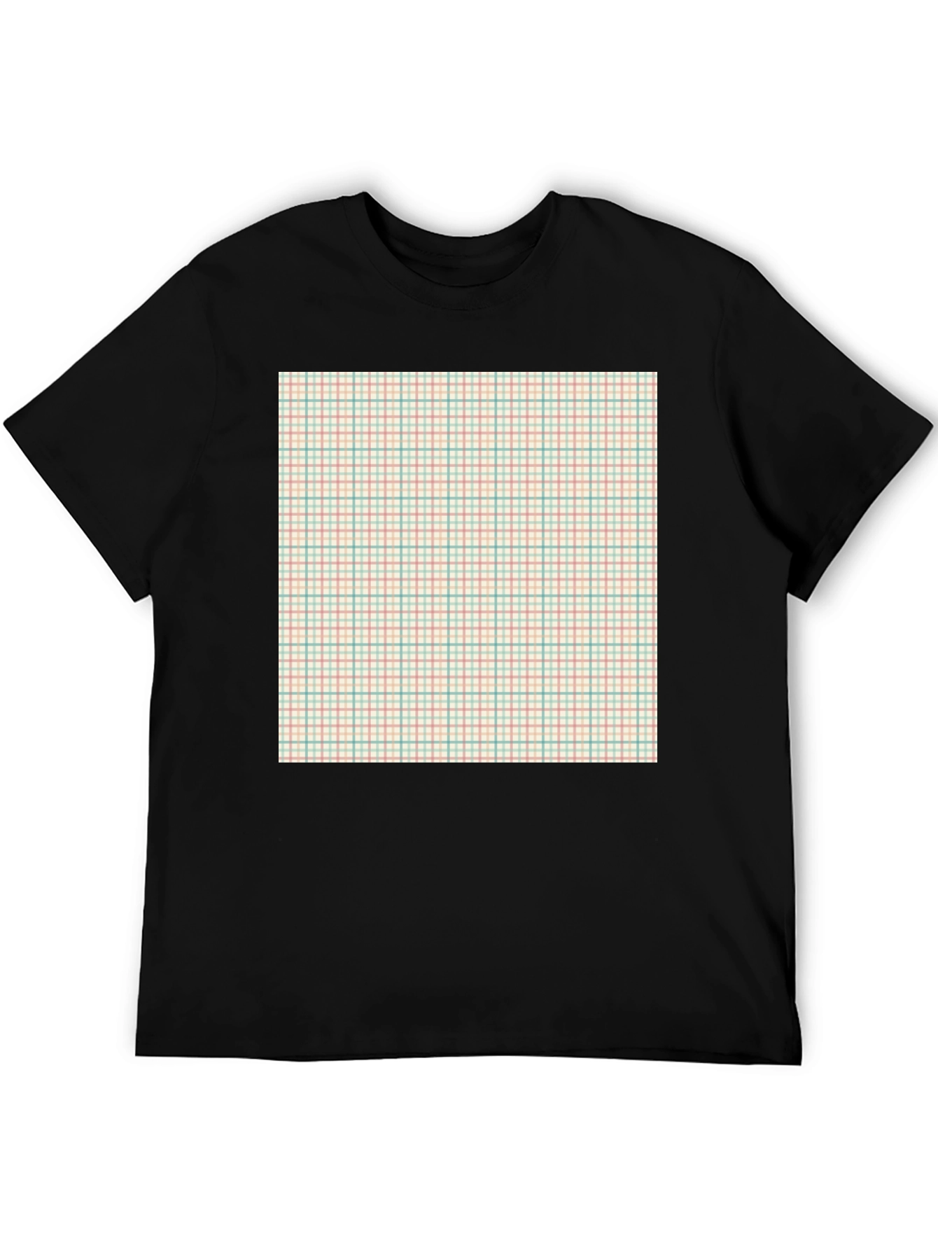 Trendy Black T-Shirt with Plaid Design
