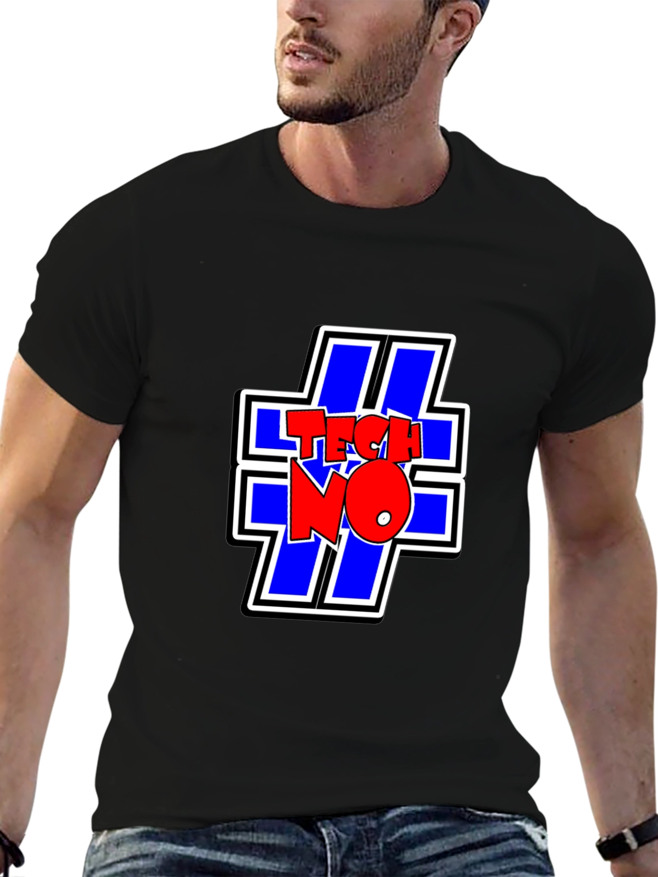 TECHNO Graphic Tee - Cool Black T-Shirt