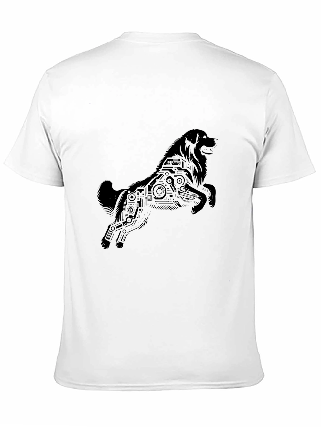 Tech Dog Black T-Shirt - Stylish Canine Circuit Design