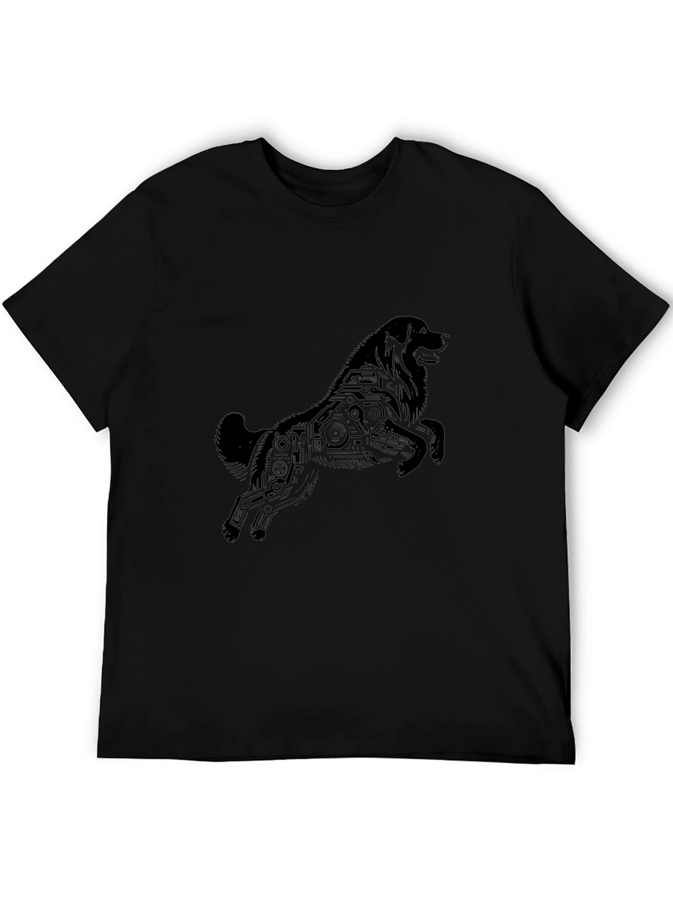 Tech Dog Black T-Shirt - Stylish Canine Circuit Design