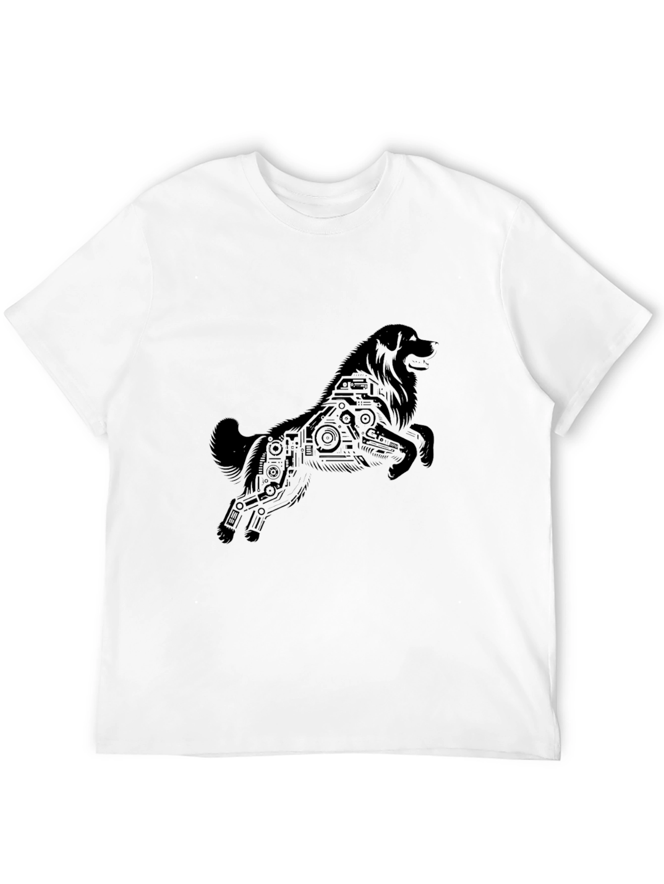 Tech Dog Black T-Shirt - Stylish Canine Circuit Design