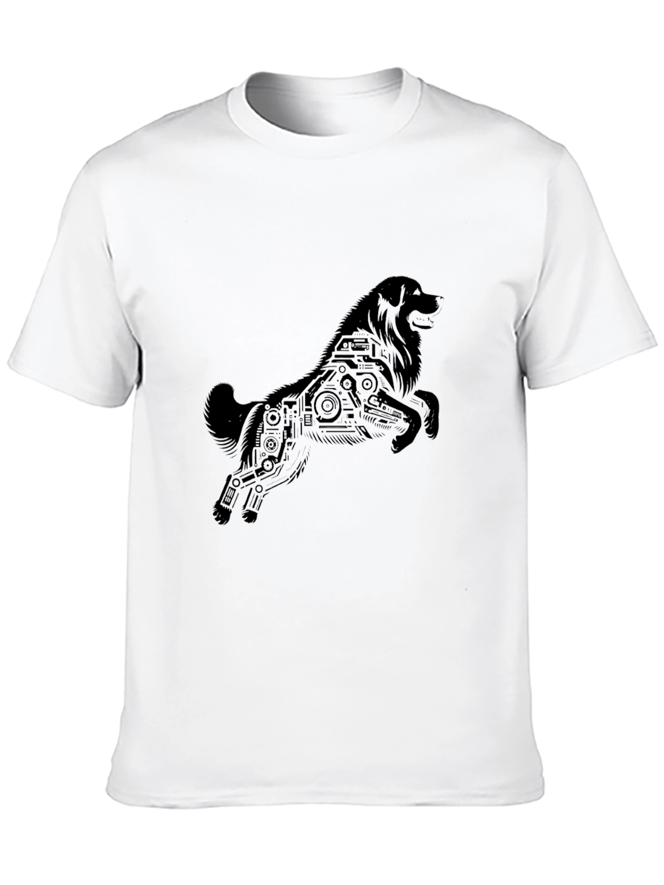 Tech Dog Black T-Shirt - Stylish Canine Circuit Design