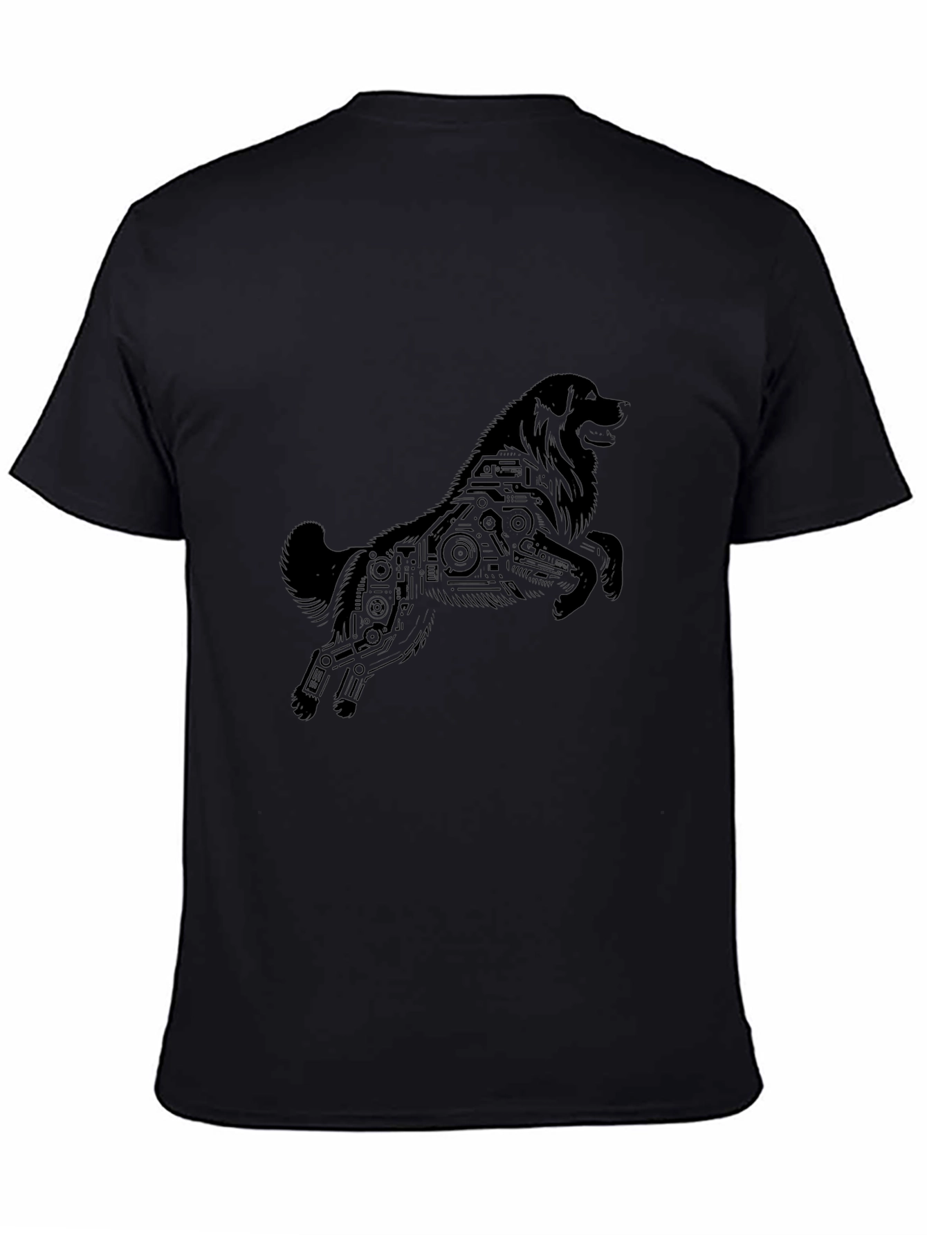 Tech Dog Black T-Shirt - Stylish Canine Circuit Design