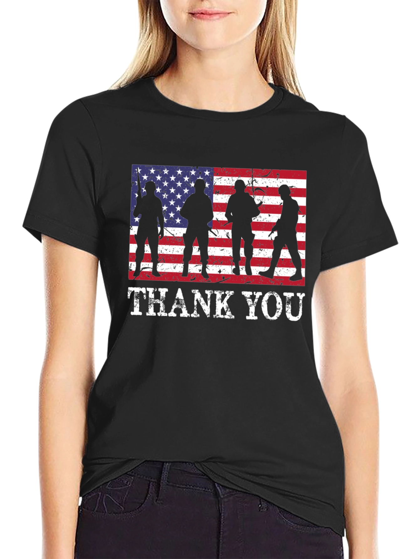 Thank You Soldiers USA Flag Graphic T-Shirt
