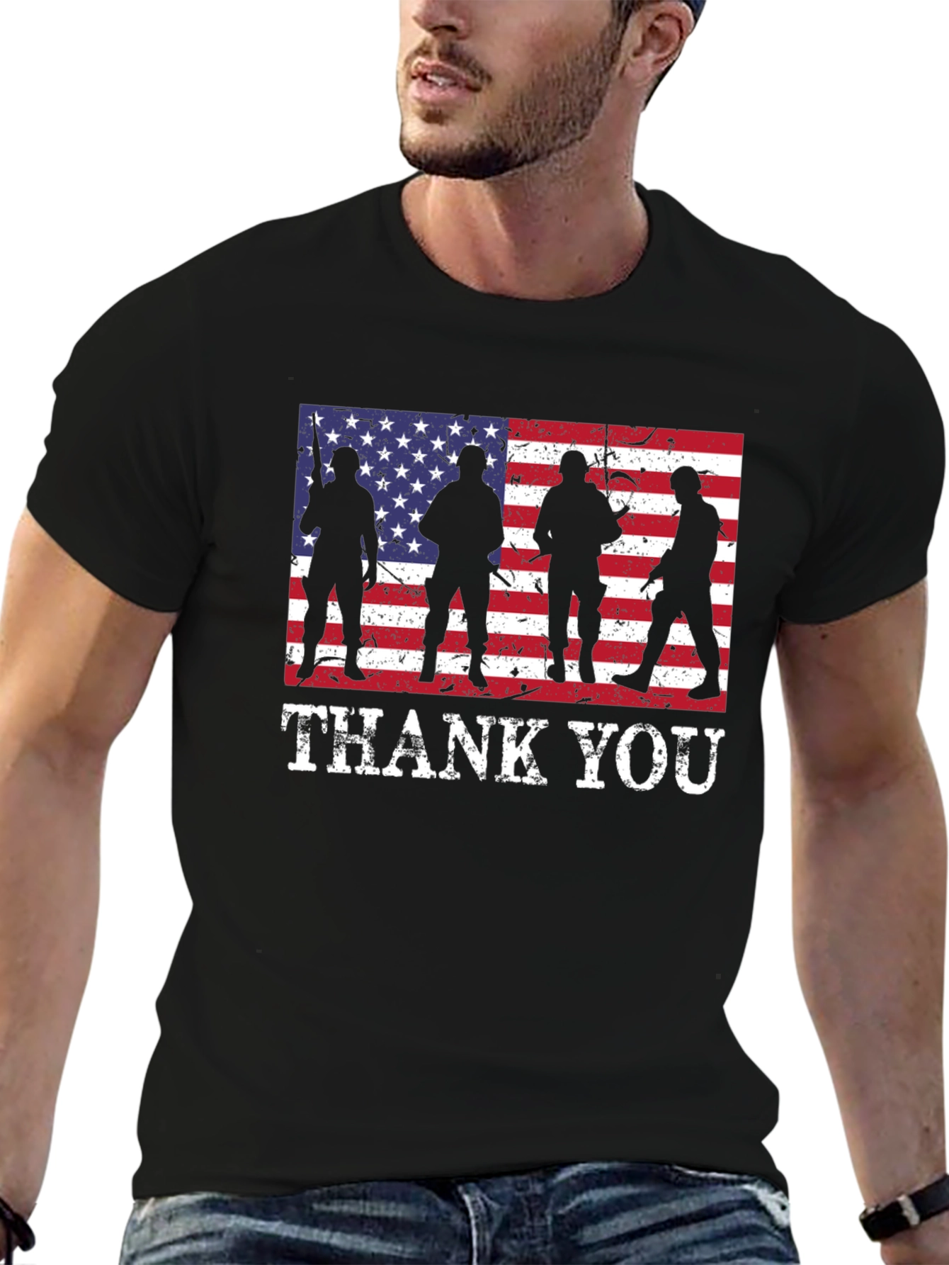 Thank You Soldiers USA Flag Graphic T-Shirt