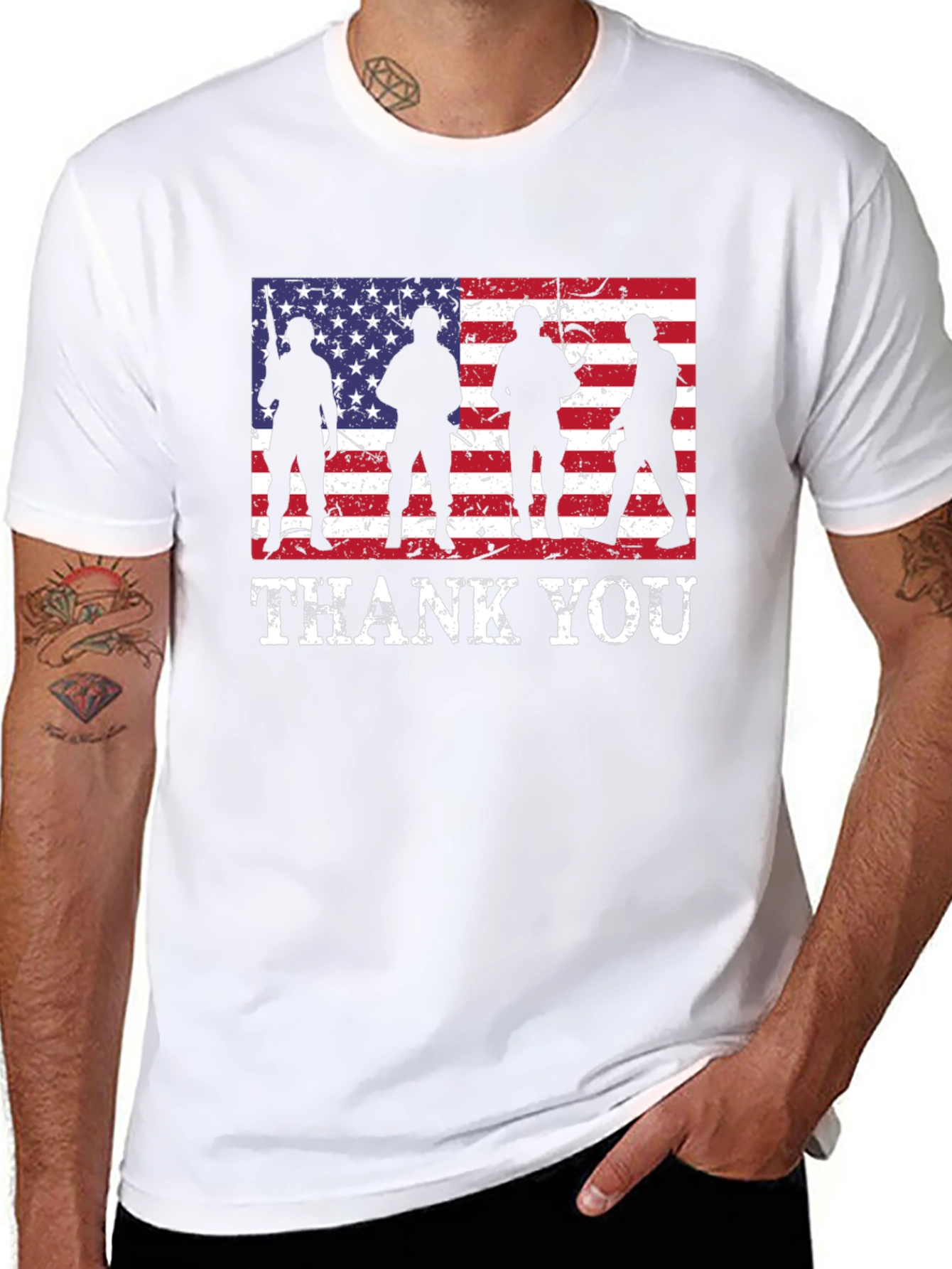 Thank You Soldiers USA Flag Graphic T-Shirt