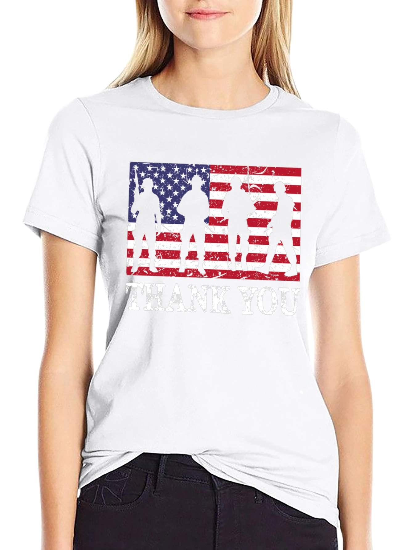 Thank You Soldiers USA Flag Graphic T-Shirt