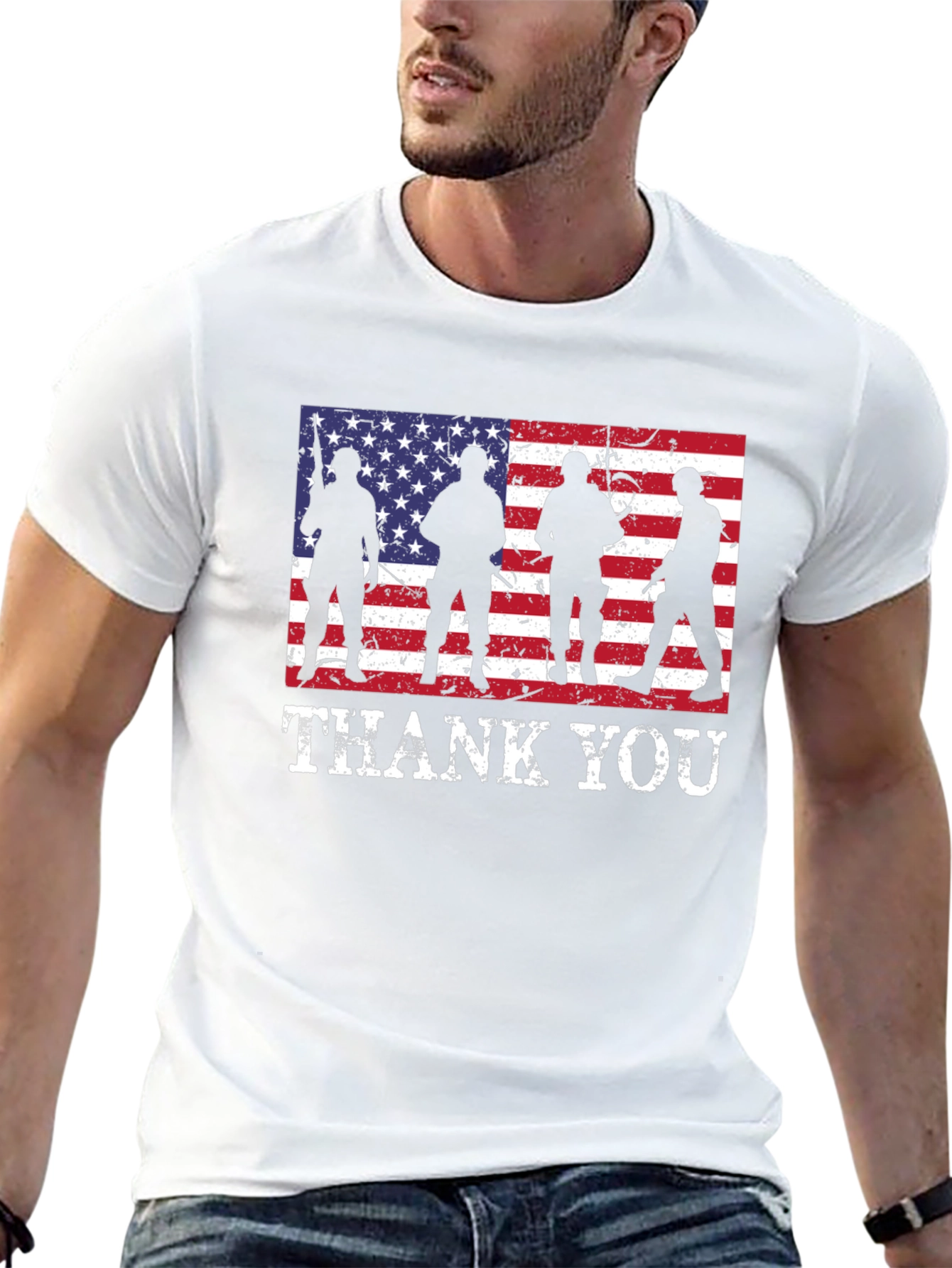 Thank You Soldiers USA Flag Graphic T-Shirt
