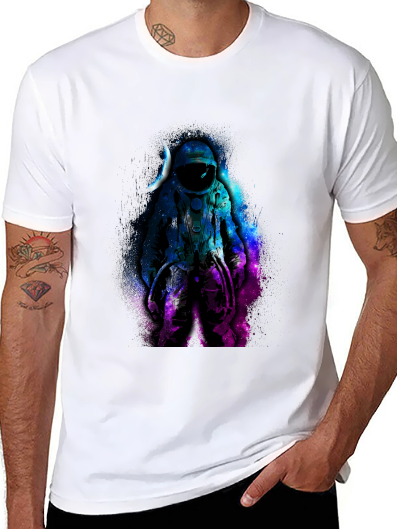 Astronaut Galaxy Graphic Black T-Shirt