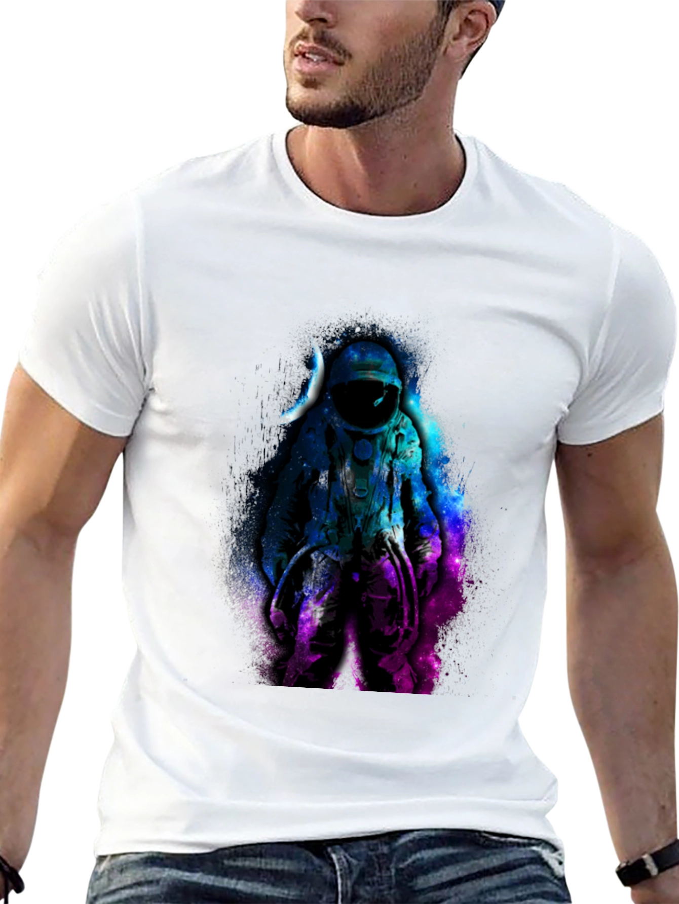 Astronaut Galaxy Graphic Black T-Shirt
