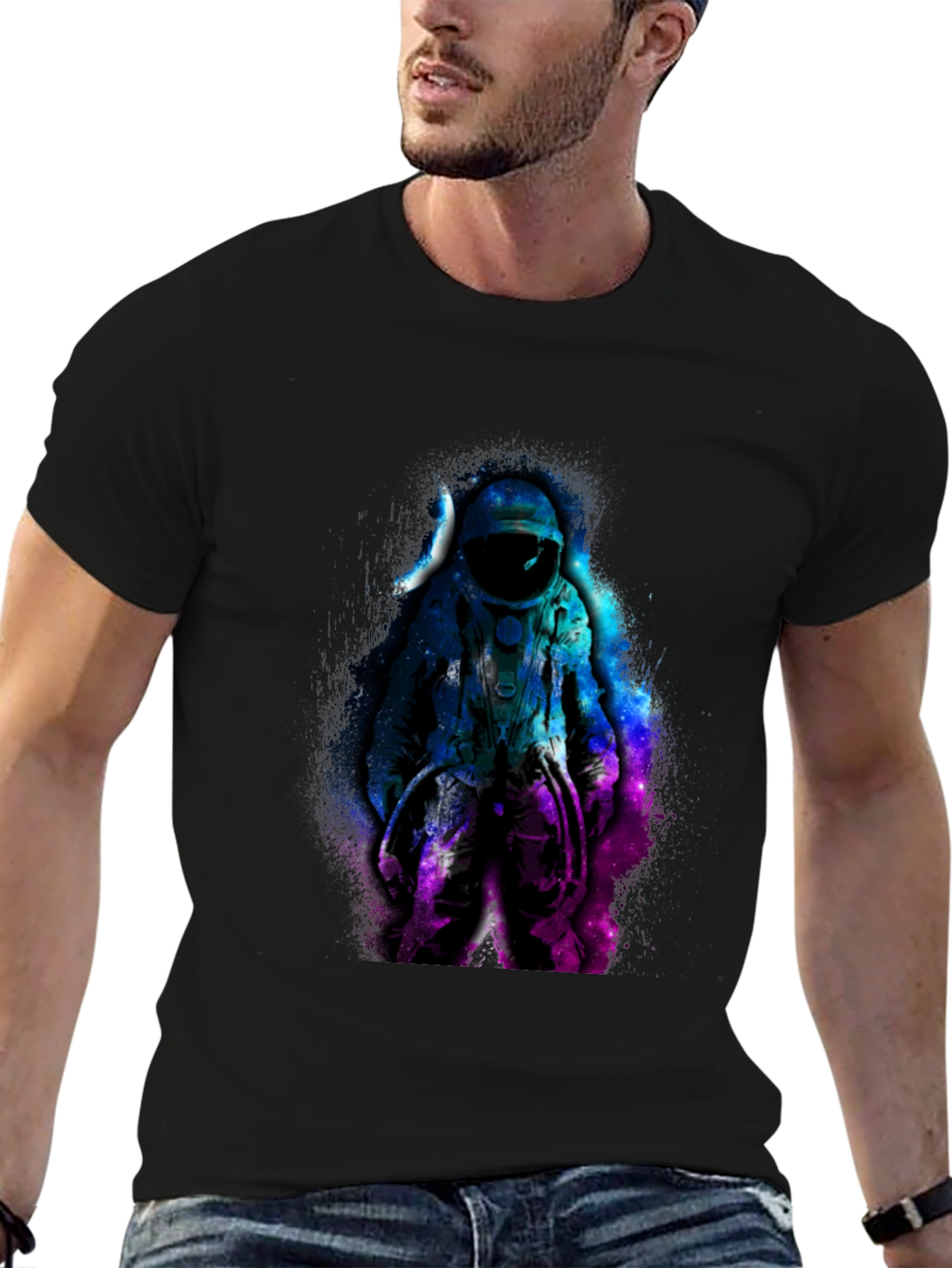 Astronaut Galaxy Graphic Black T-Shirt