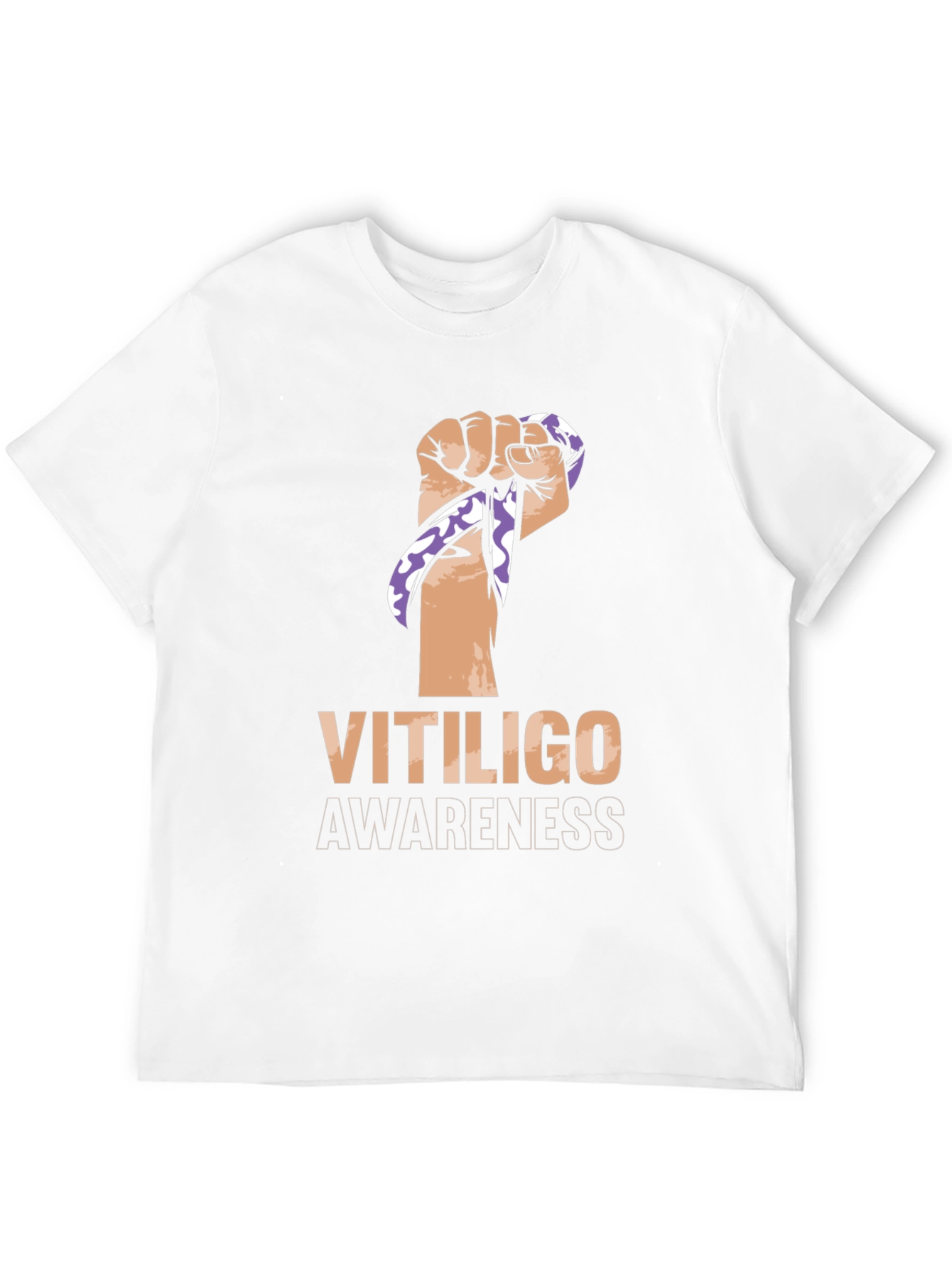 Vitiligo Awareness Ribbon Fist Black T-Shirt