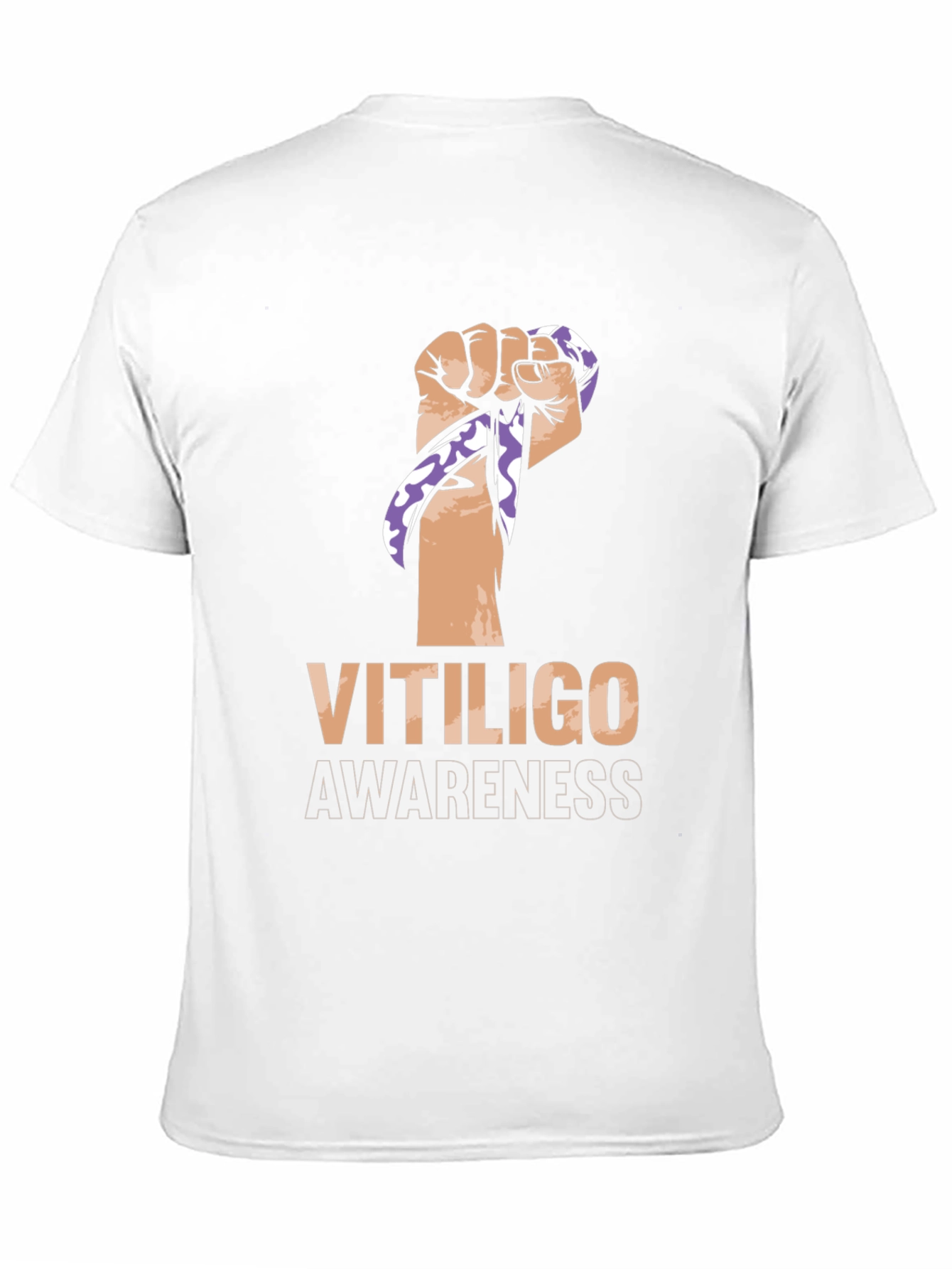 Vitiligo Awareness Ribbon Fist Black T-Shirt