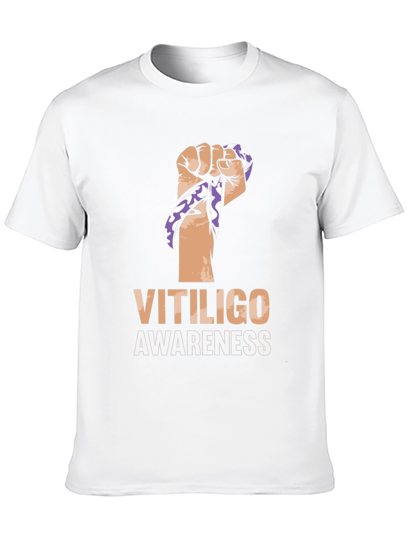 Vitiligo Awareness Ribbon Fist Black T-Shirt