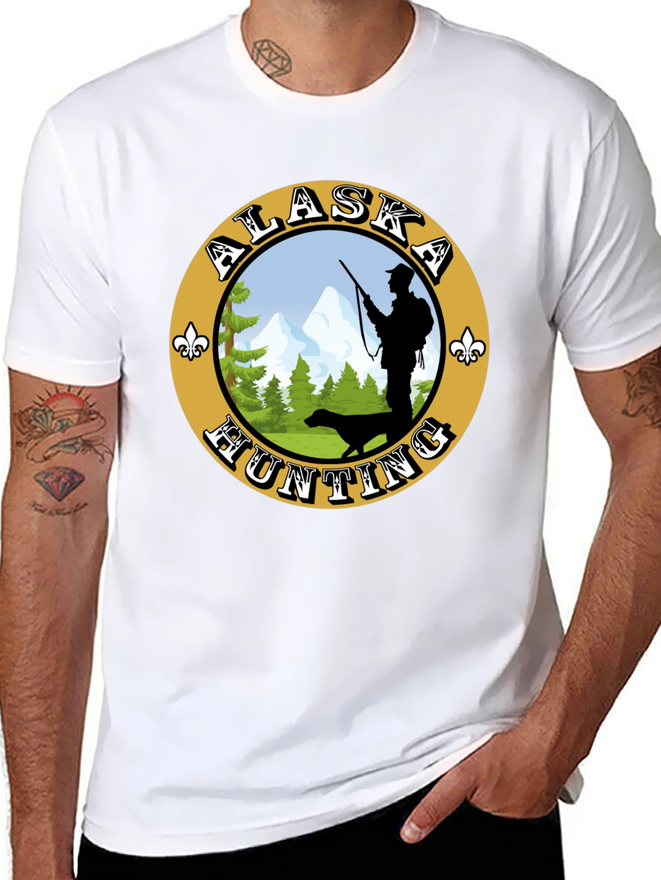 Alaska Hunting T-Shirt: Hunter & Dog Graphic Tee