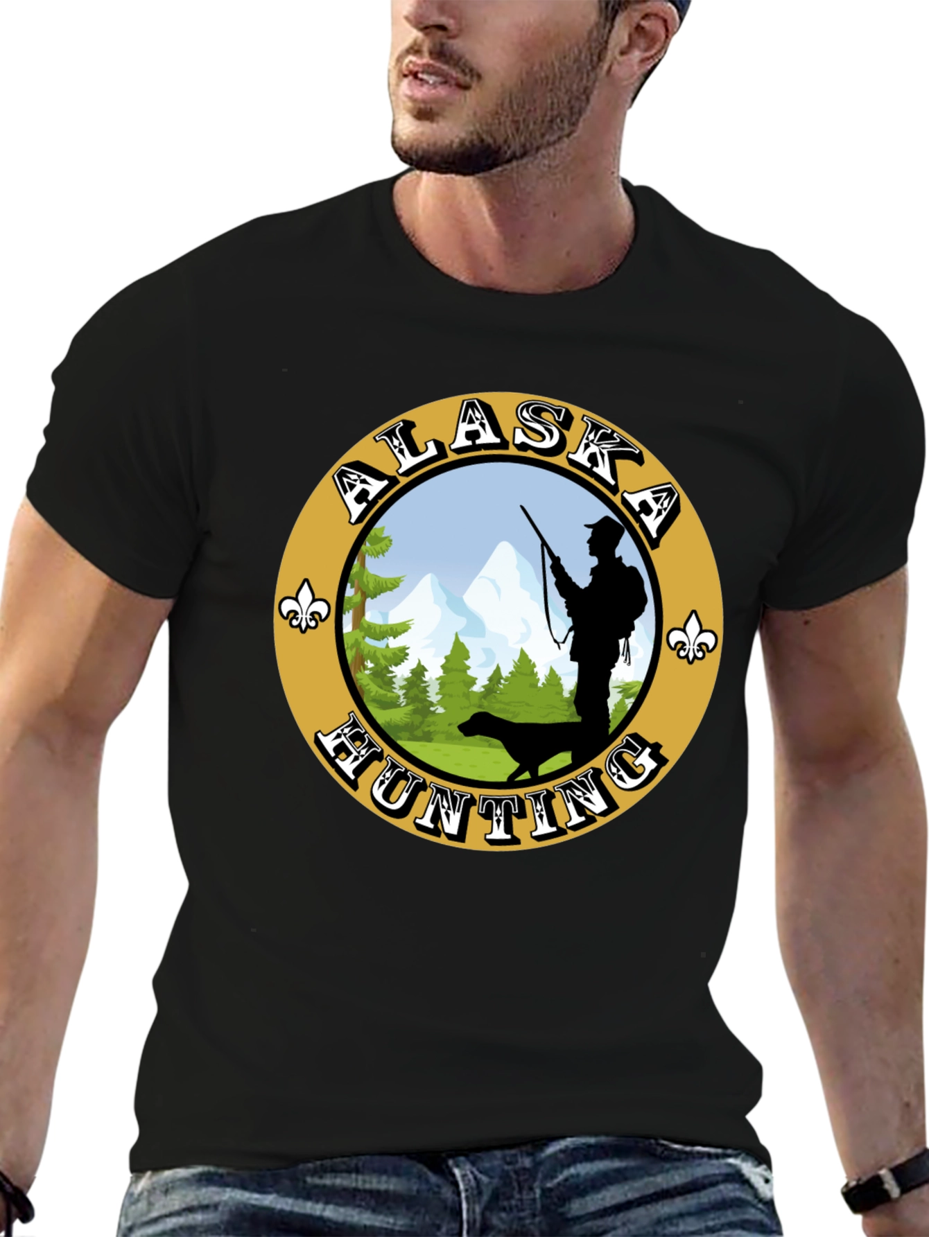 Alaska Hunting T-Shirt: Hunter & Dog Graphic Tee