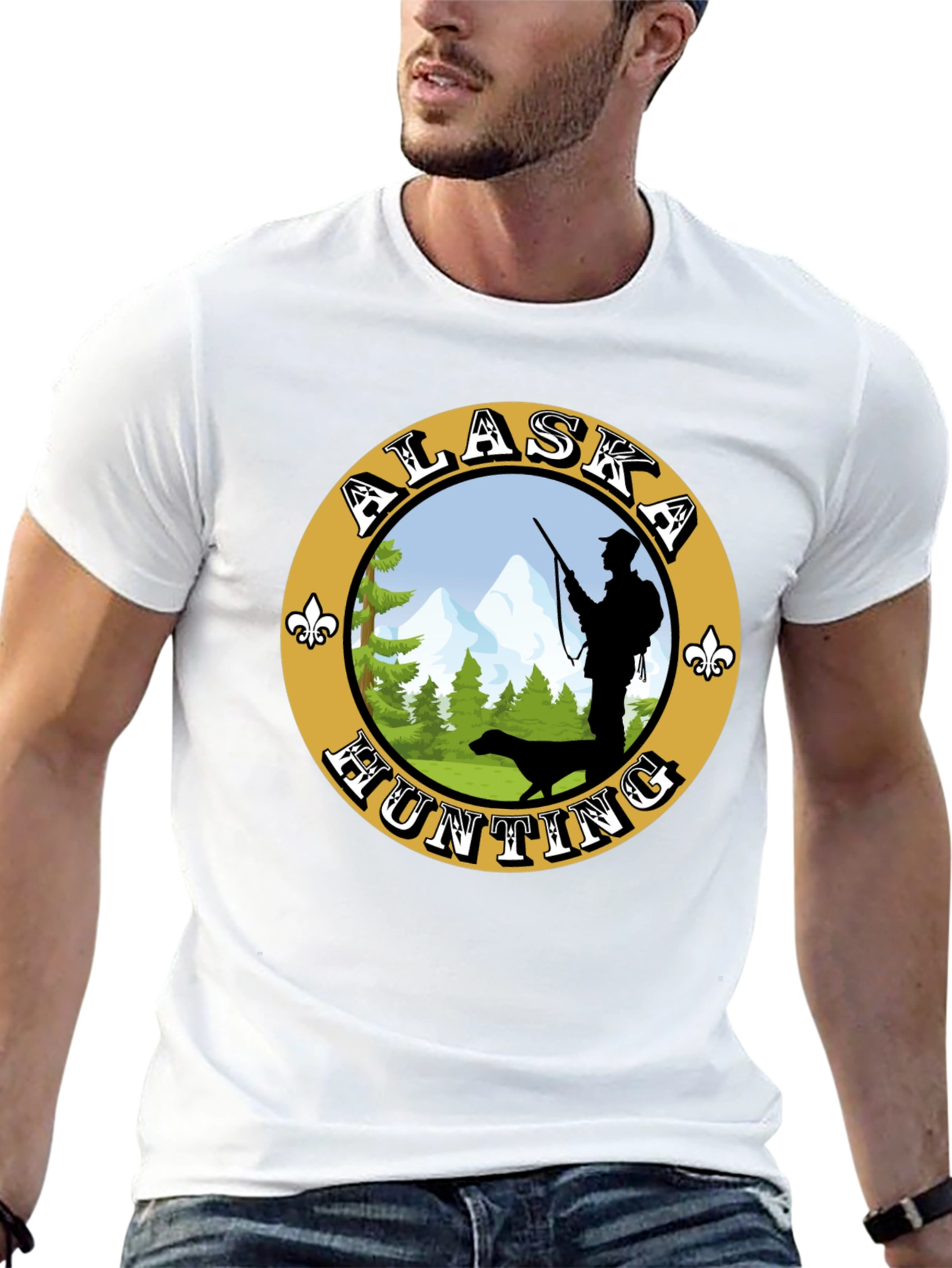 Alaska Hunting T-Shirt: Hunter & Dog Graphic Tee