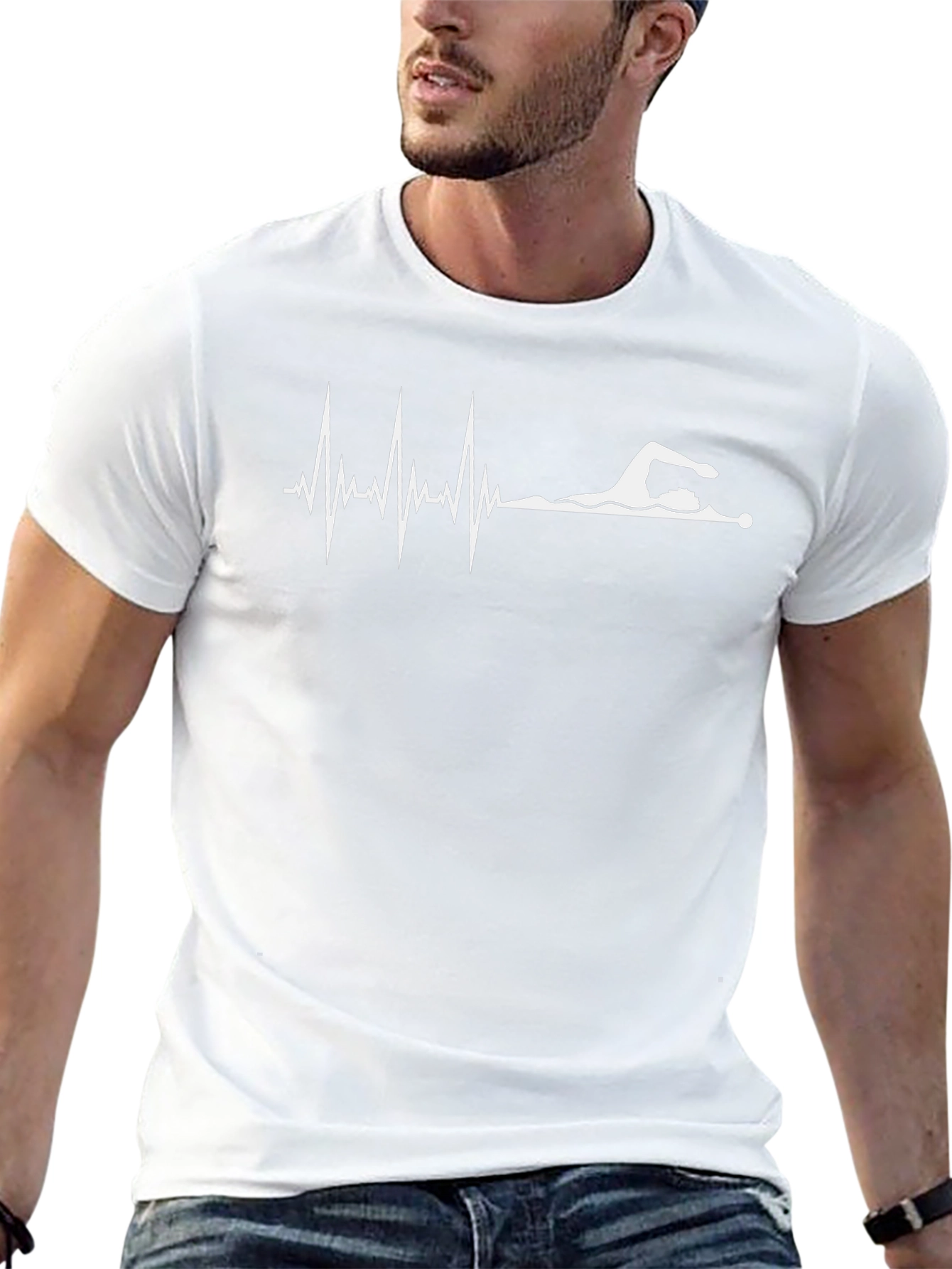 Swimmer Heartbeat Graphic Tee - Black