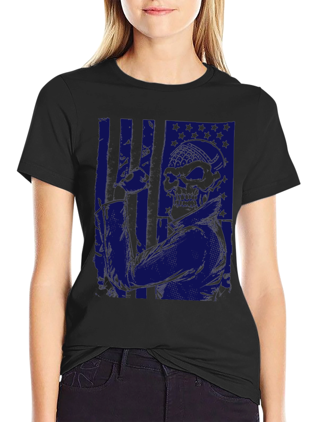 American Flag Skull Graphic T-Shirt