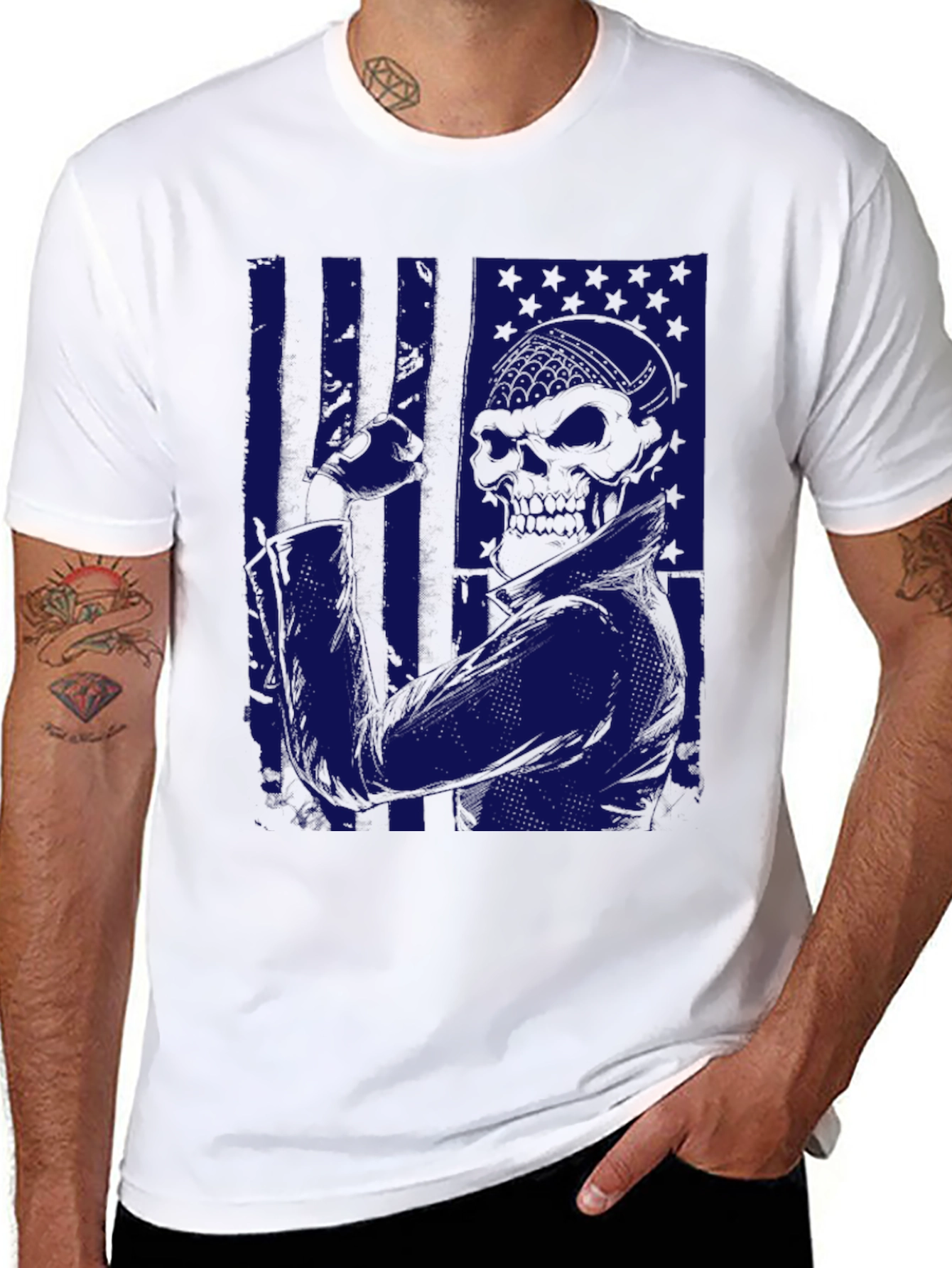 American Flag Skull Graphic T-Shirt