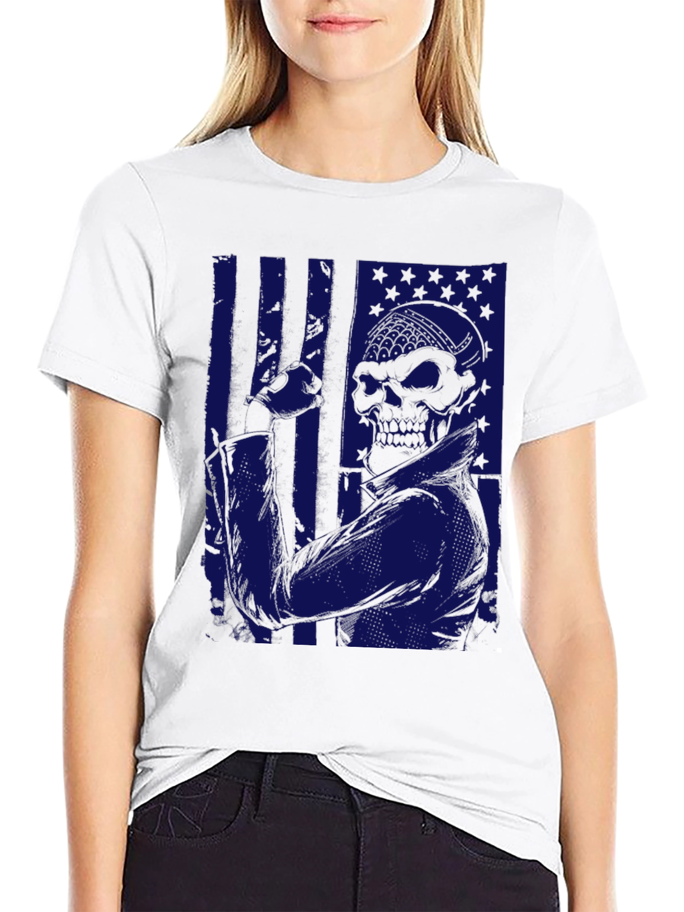 American Flag Skull Graphic T-Shirt