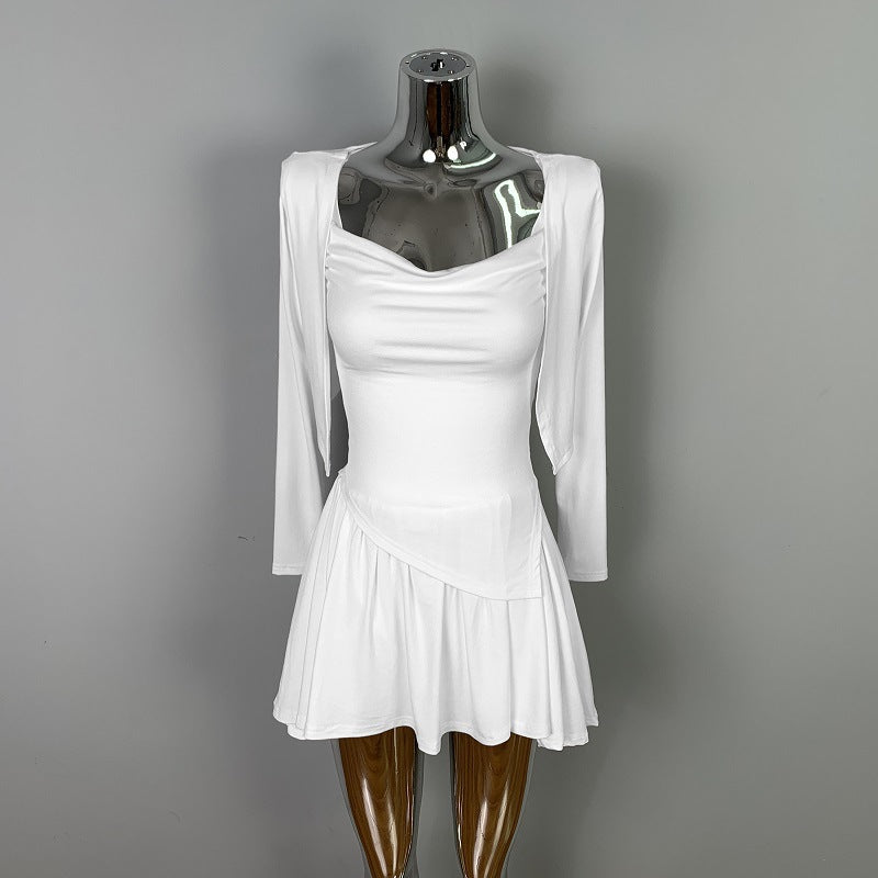 Three piece set of slim camisole cardigan and skirt