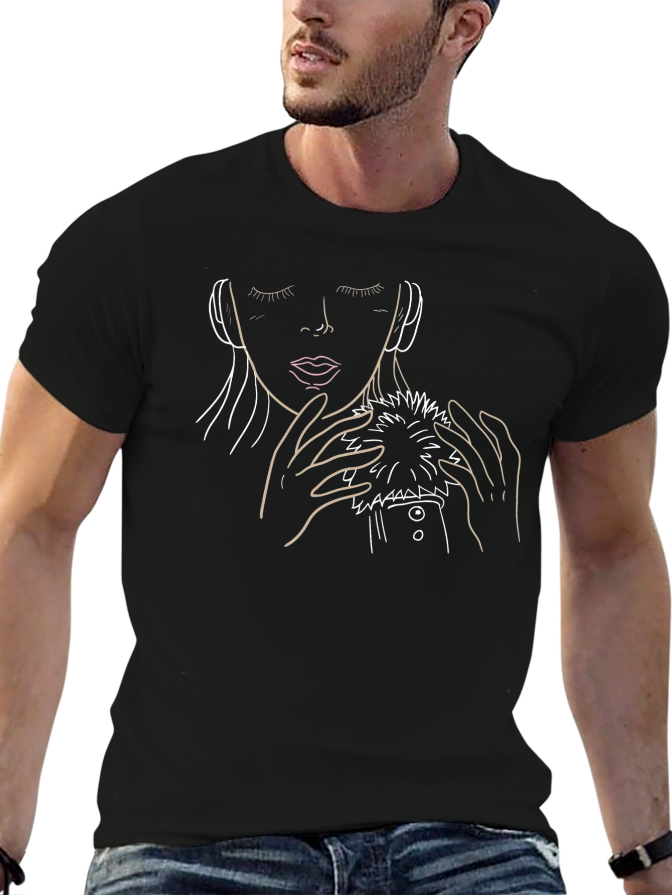 Abstract Woman Portrait Black T-Shirt