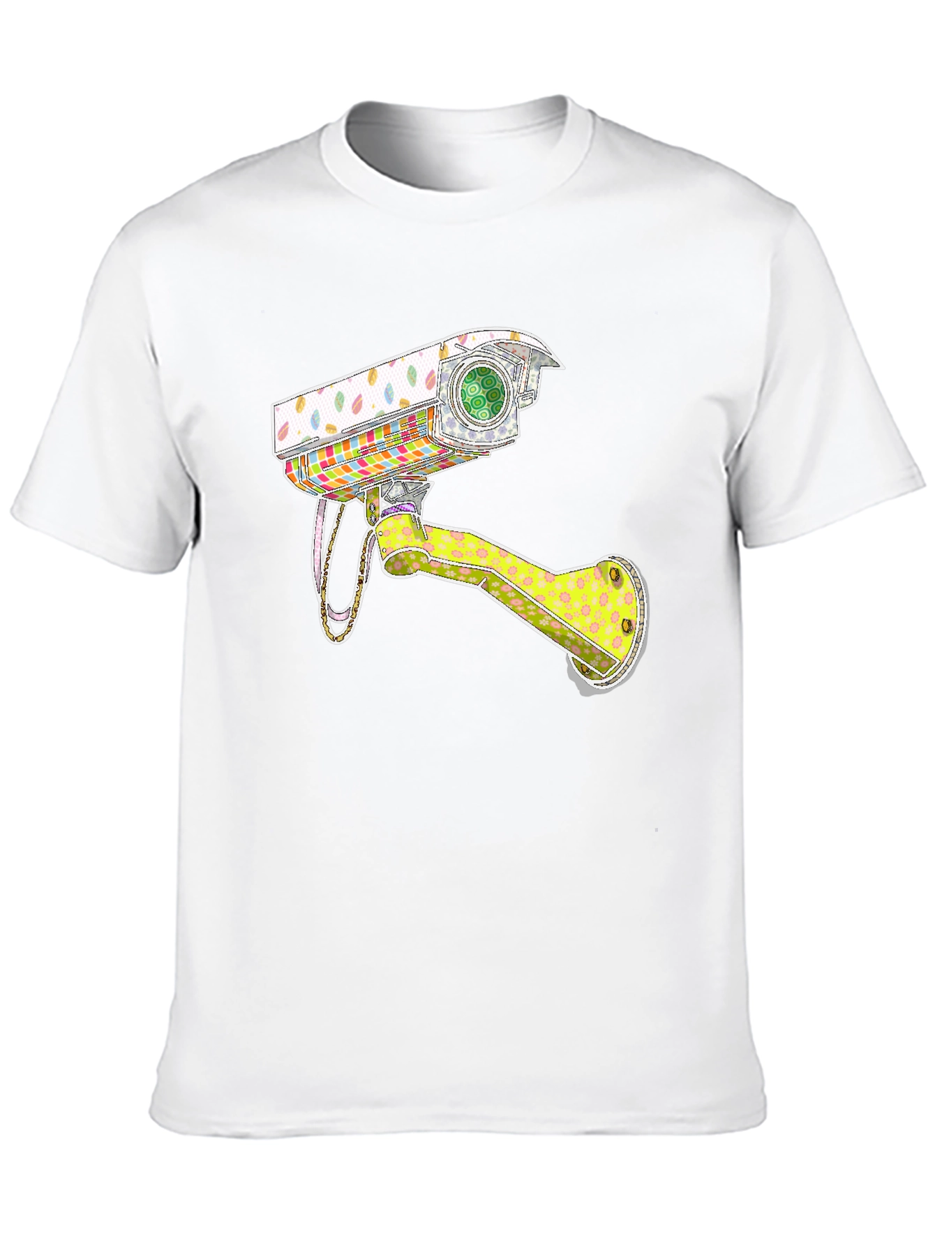Surveillance Camera Graphic Tee - Trendy Black T-Shirt