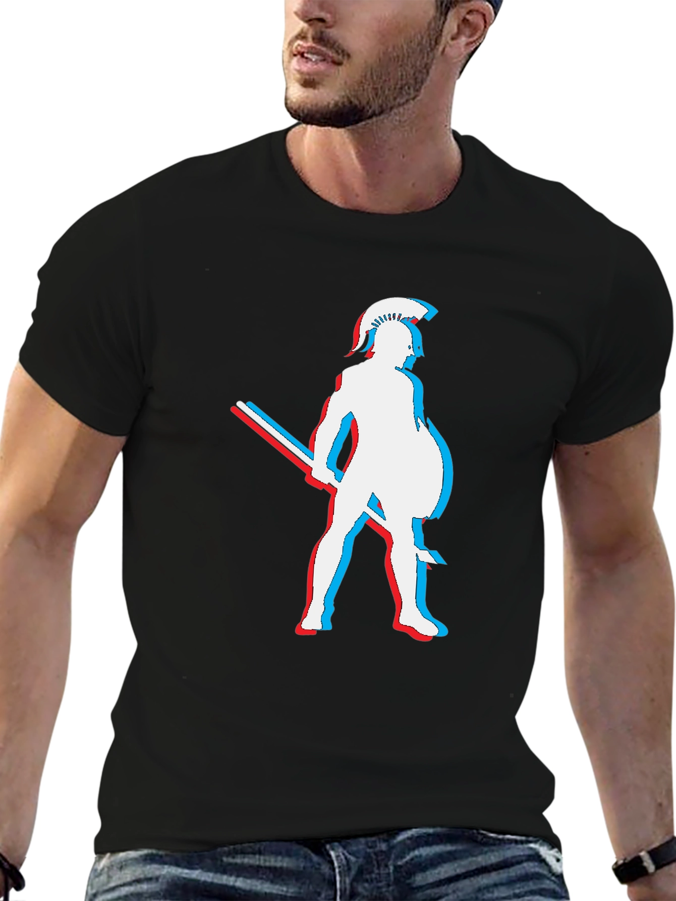 Spartan Warrior 3D Effect Black T-Shirt