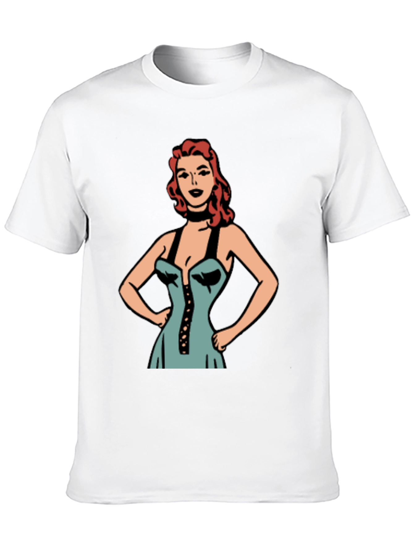 Retro Cartoon Woman Graphic Black T-Shirt