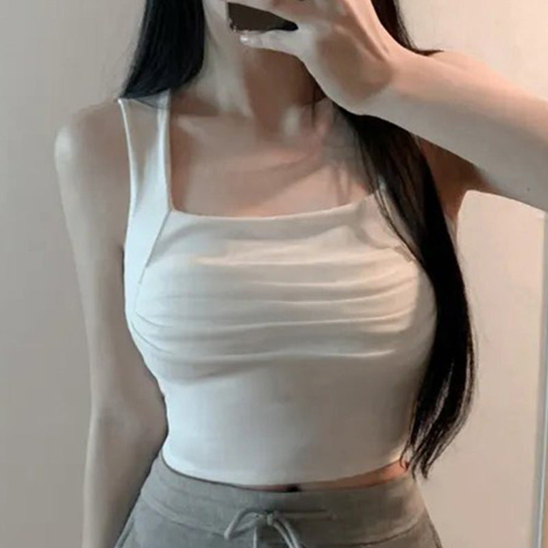 Women's Square Neck Bralette Versatile Short Strapless Crop Top