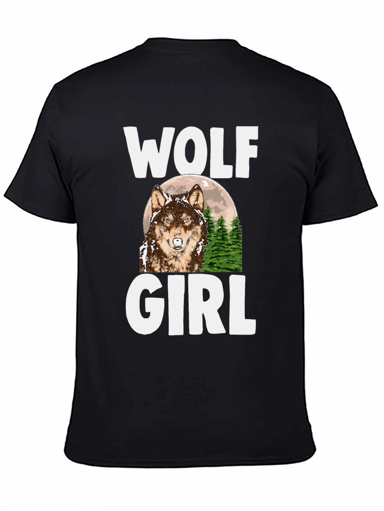 Wolf Girl Graphic Tee - Black Cotton T-Shirt