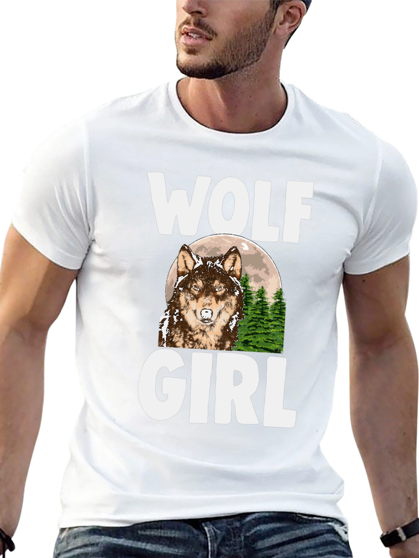 Wolf Girl Graphic Tee - Black Cotton T-Shirt