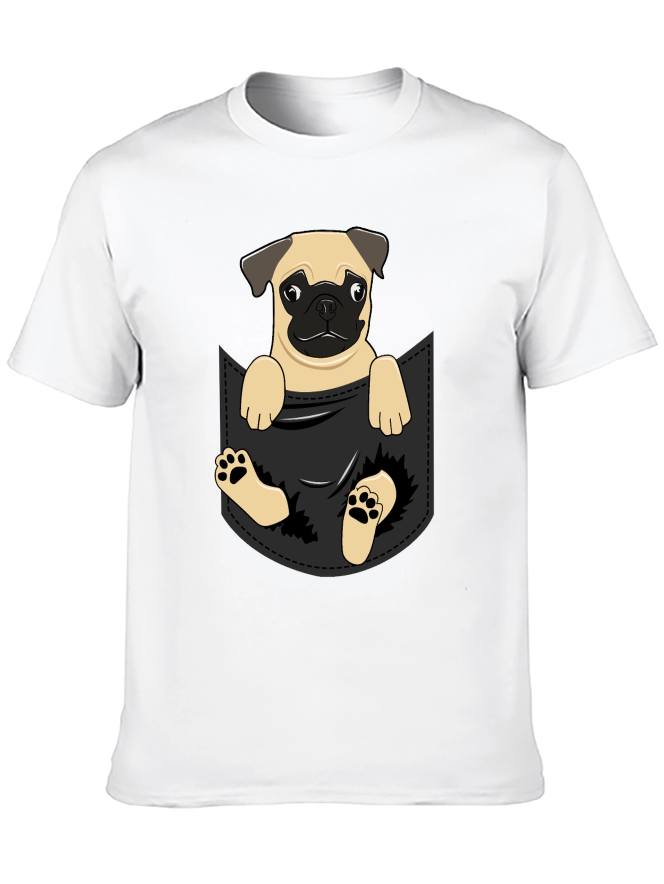 Pug in Pocket T-Shirt - Adorable Dog Tee