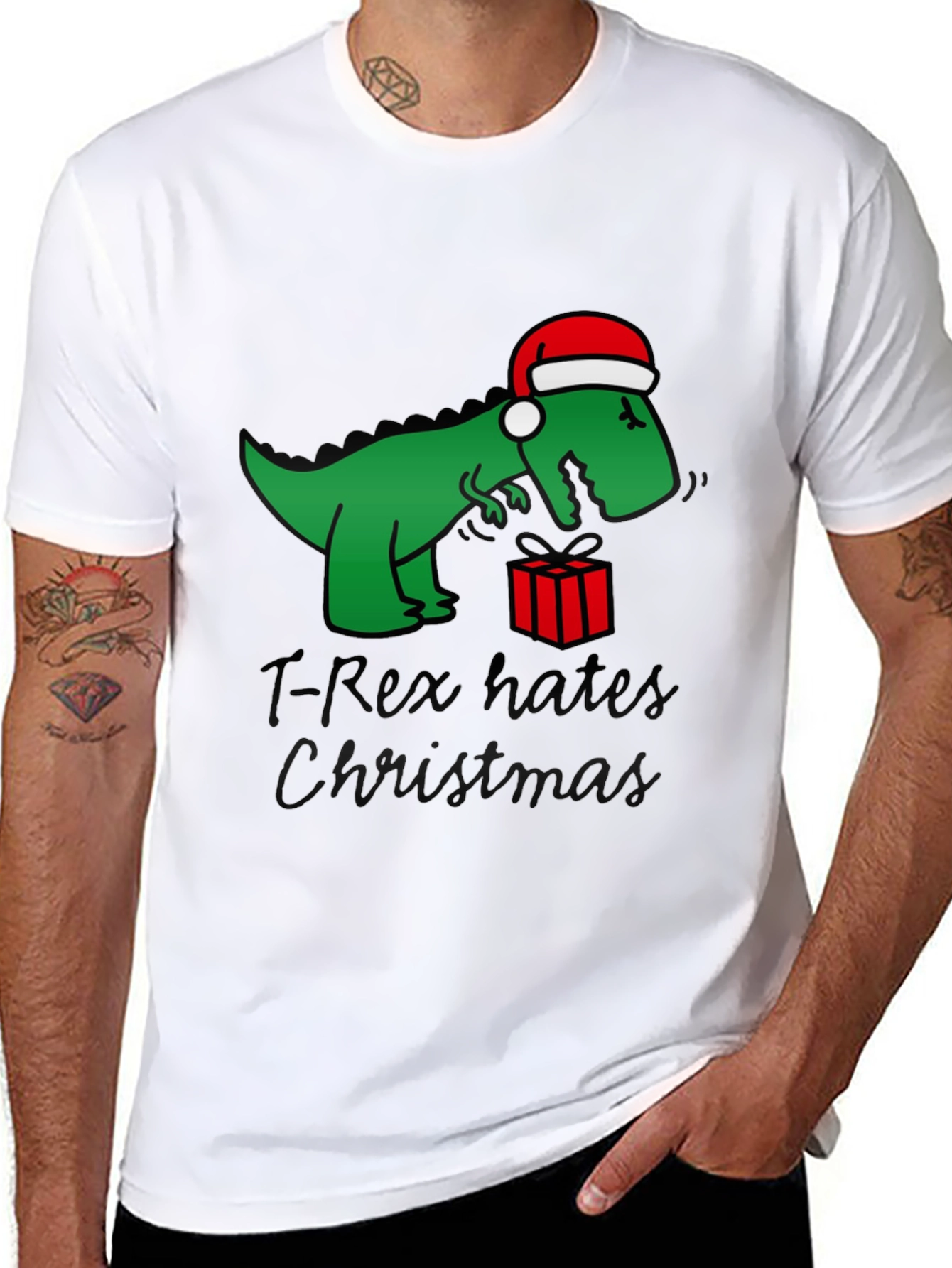 T-Rex Hates Christmas Graphic Tee