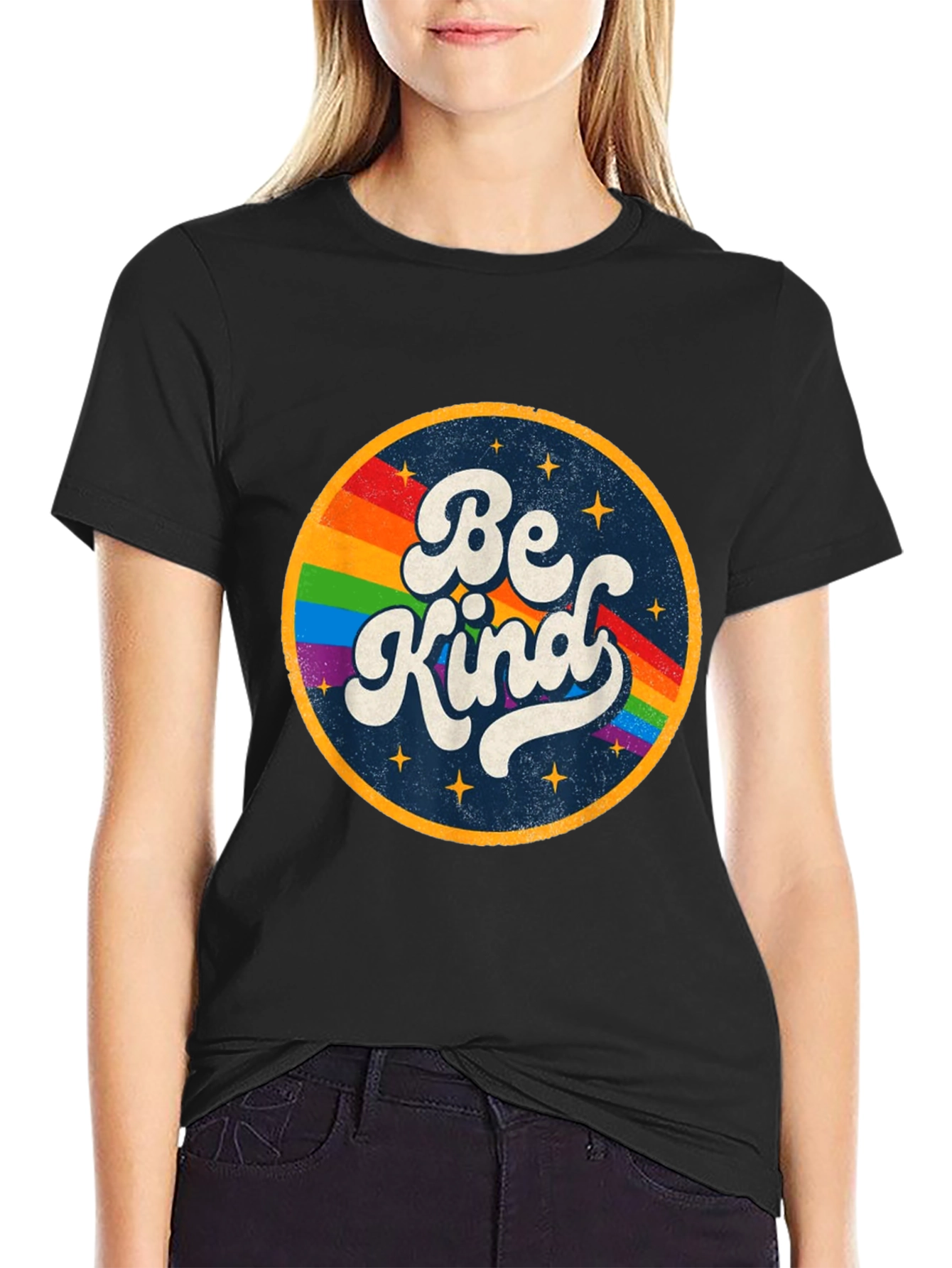 Be Kind Rainbow Graphic Tee - Retro Style