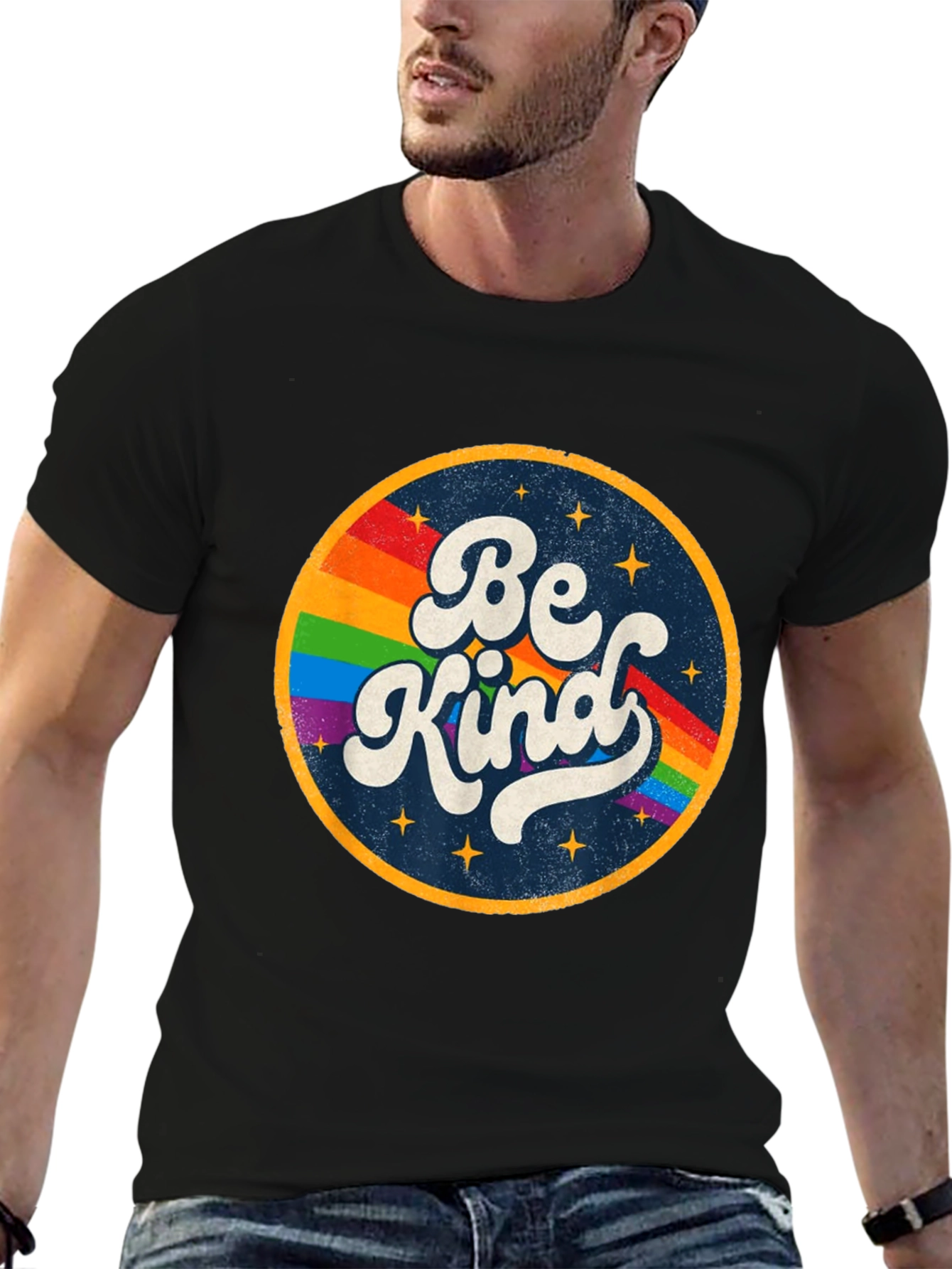 Be Kind Rainbow Graphic Tee - Retro Style