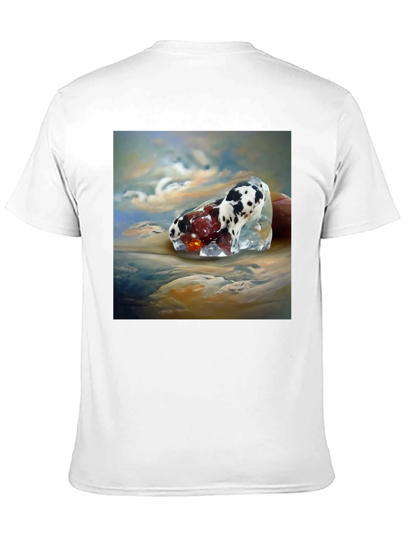 Surrealist Dog and Fruit Black T-Shirt
