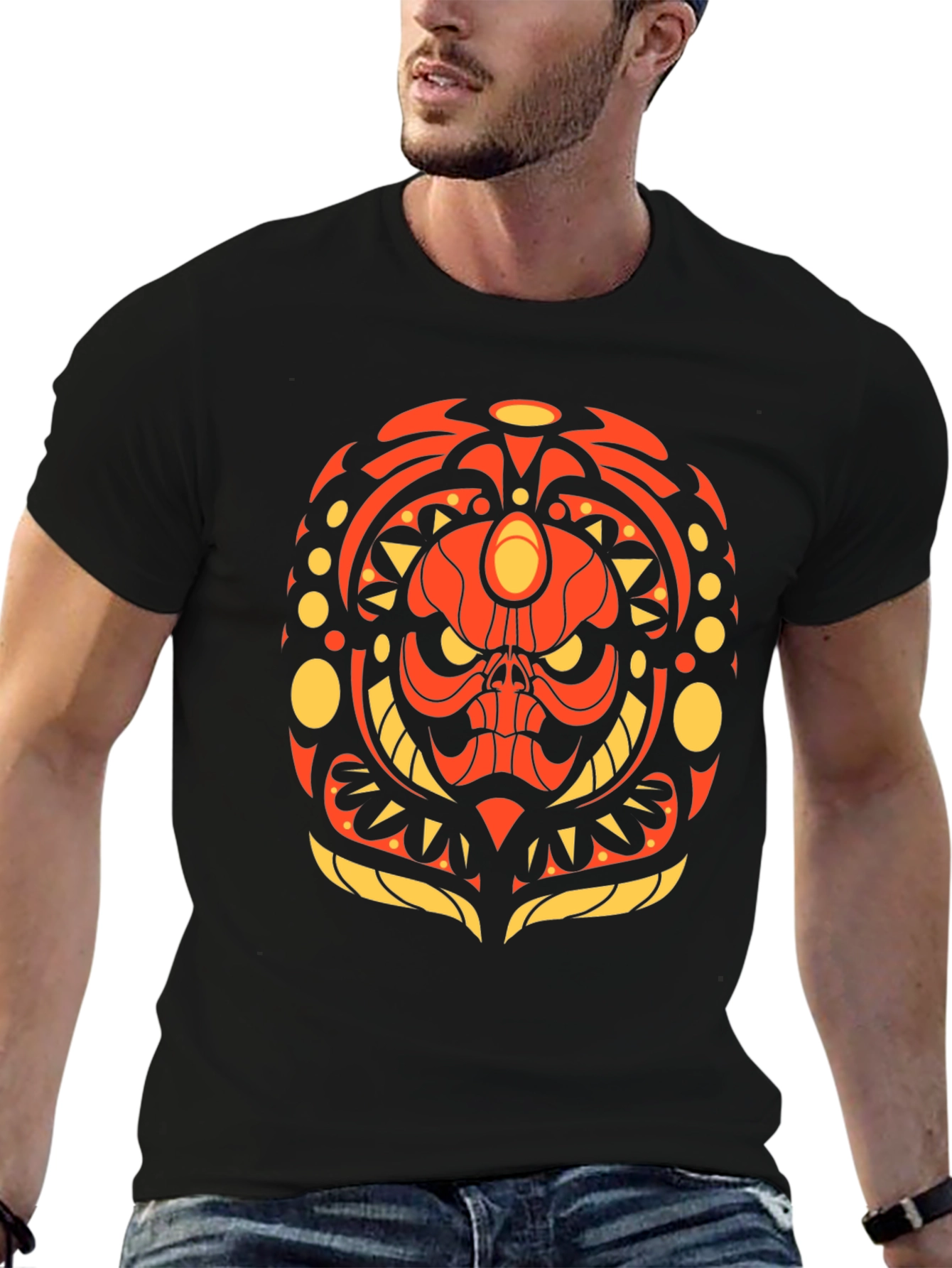 Tribal Skull Graphic Tee - Bold & Unique Design