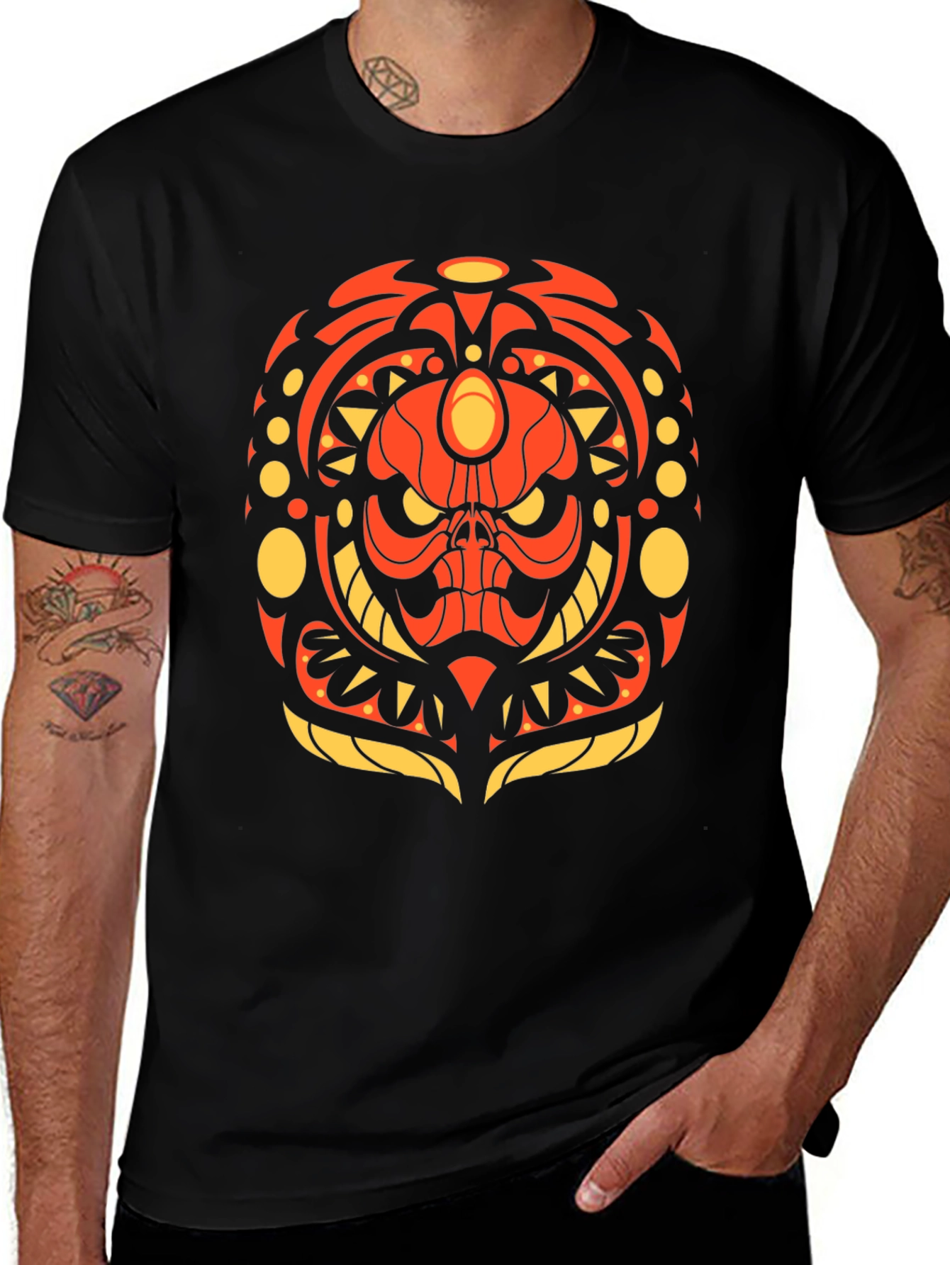 Tribal Skull Graphic Tee - Bold & Unique Design