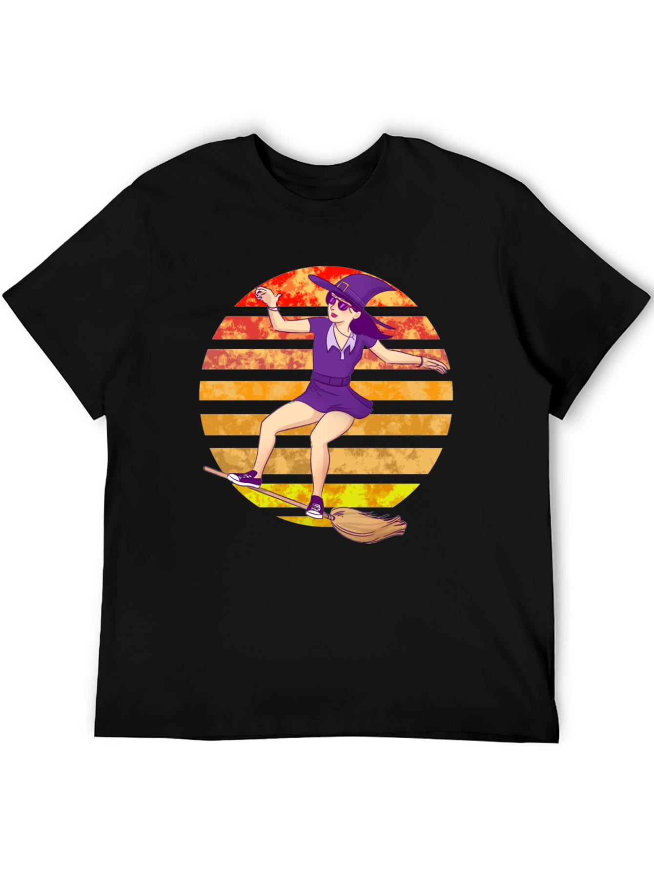 Witch on Broomstick T-Shirt - Spooky Fun