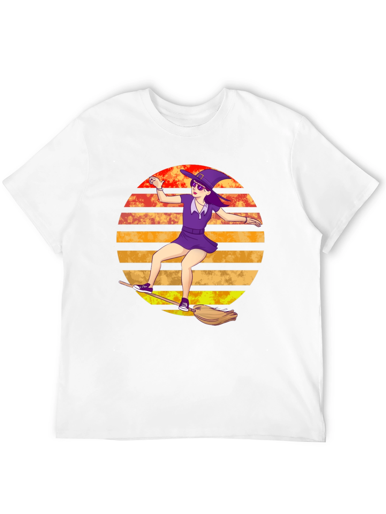 Witch on Broomstick T-Shirt - Spooky Fun