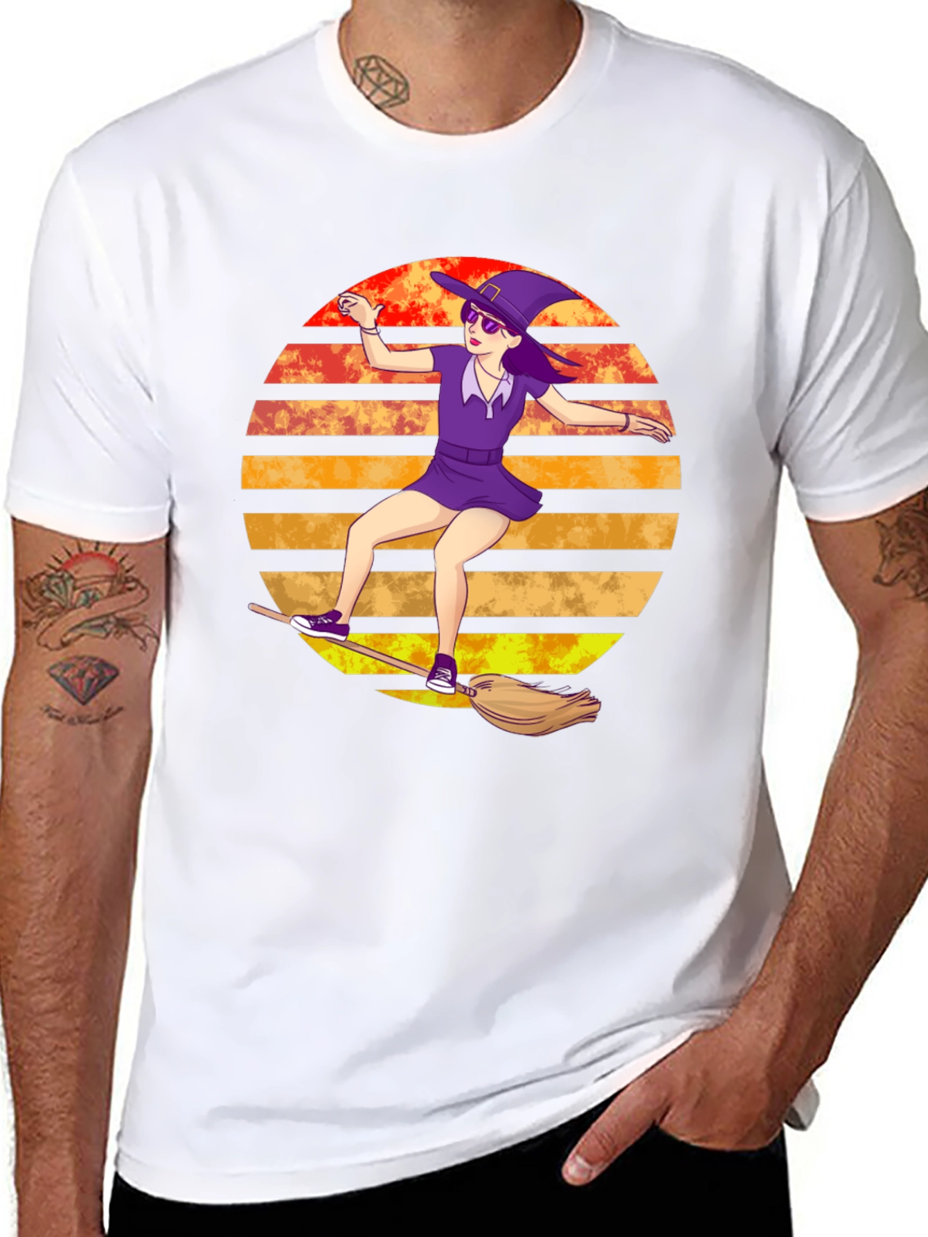 Witch on Broomstick T-Shirt - Spooky Fun