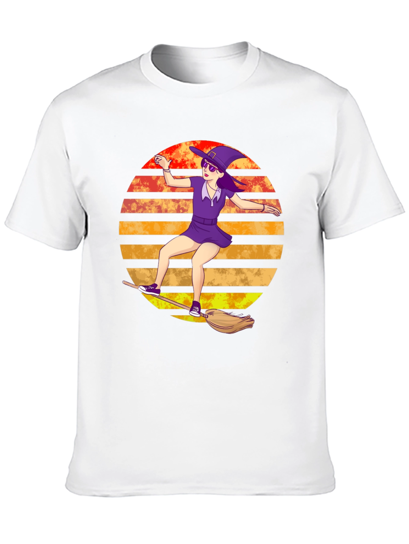 Witch on Broomstick T-Shirt - Spooky Fun
