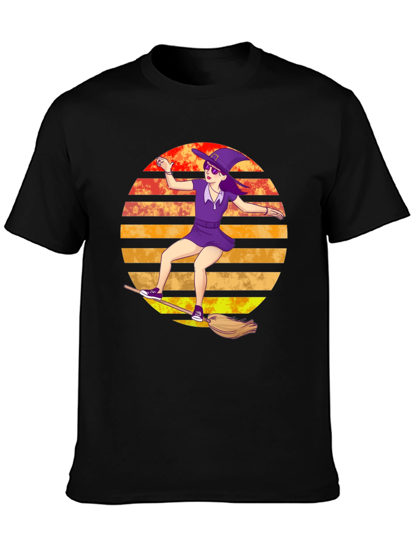 Witch on Broomstick T-Shirt - Spooky Fun