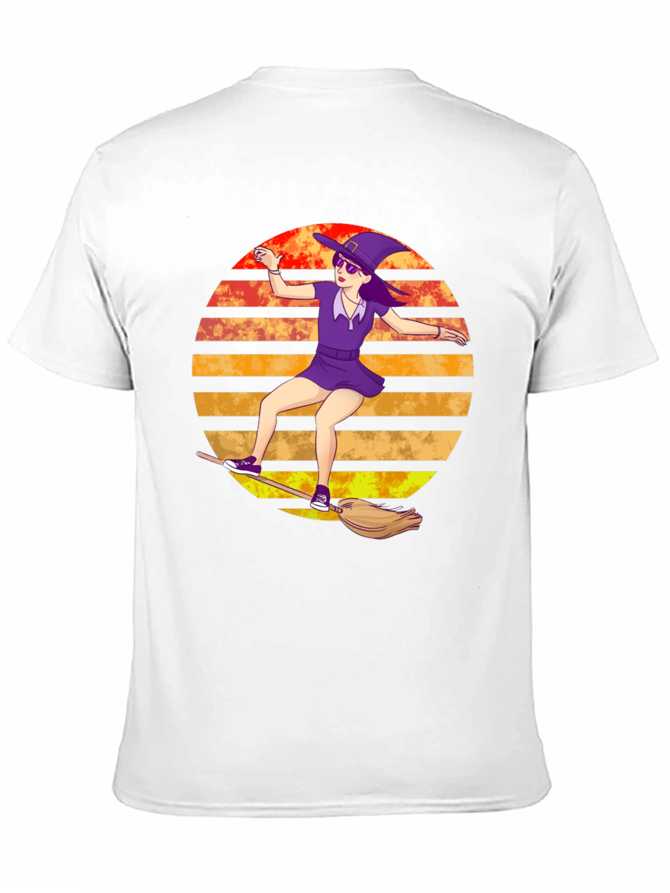 Witch on Broomstick T-Shirt - Spooky Fun