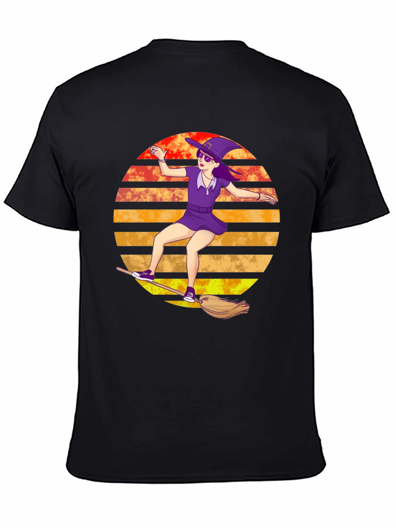Witch on Broomstick T-Shirt - Spooky Fun